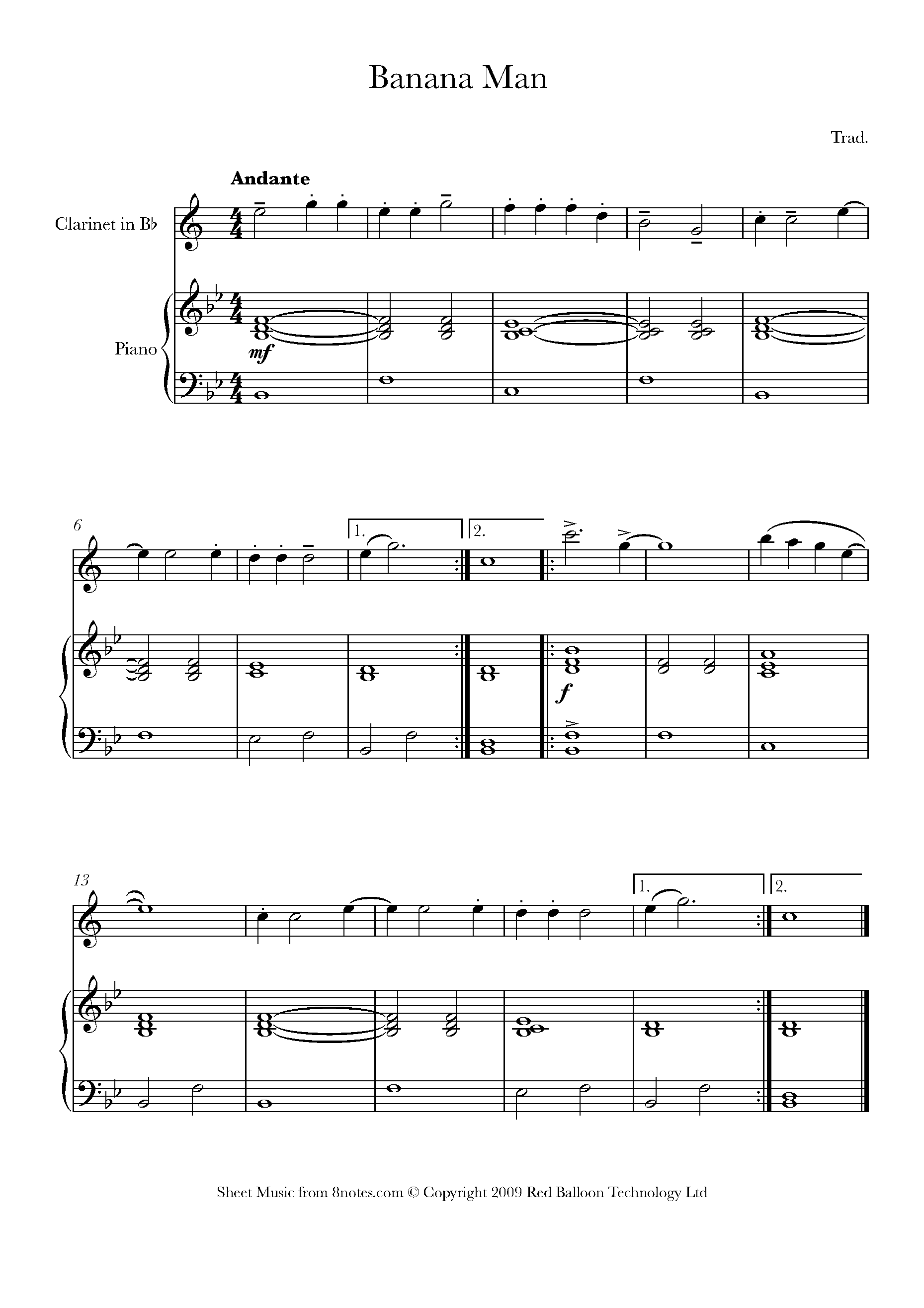 Banana Man Sheet music for Clarinet - 8notes.com