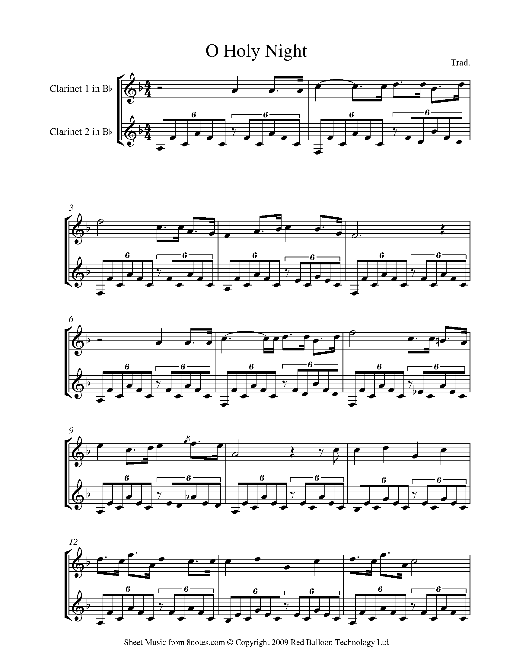 O Holy Night Sheet music for Clarinet Duet - 8notes.com