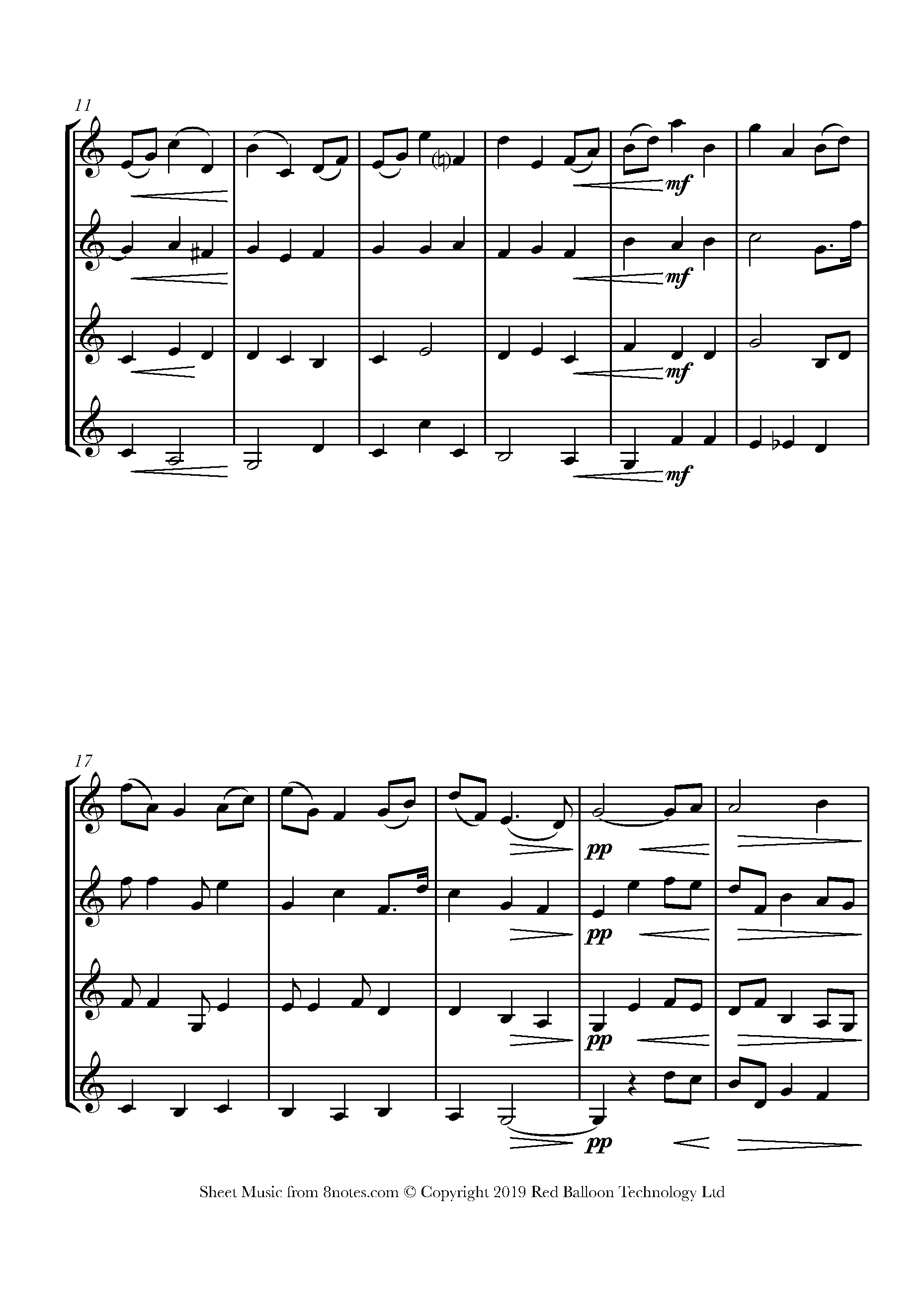 Elgar - Nimrod from Enigma Sheet music for Clarinet Quartet - 8notes.com