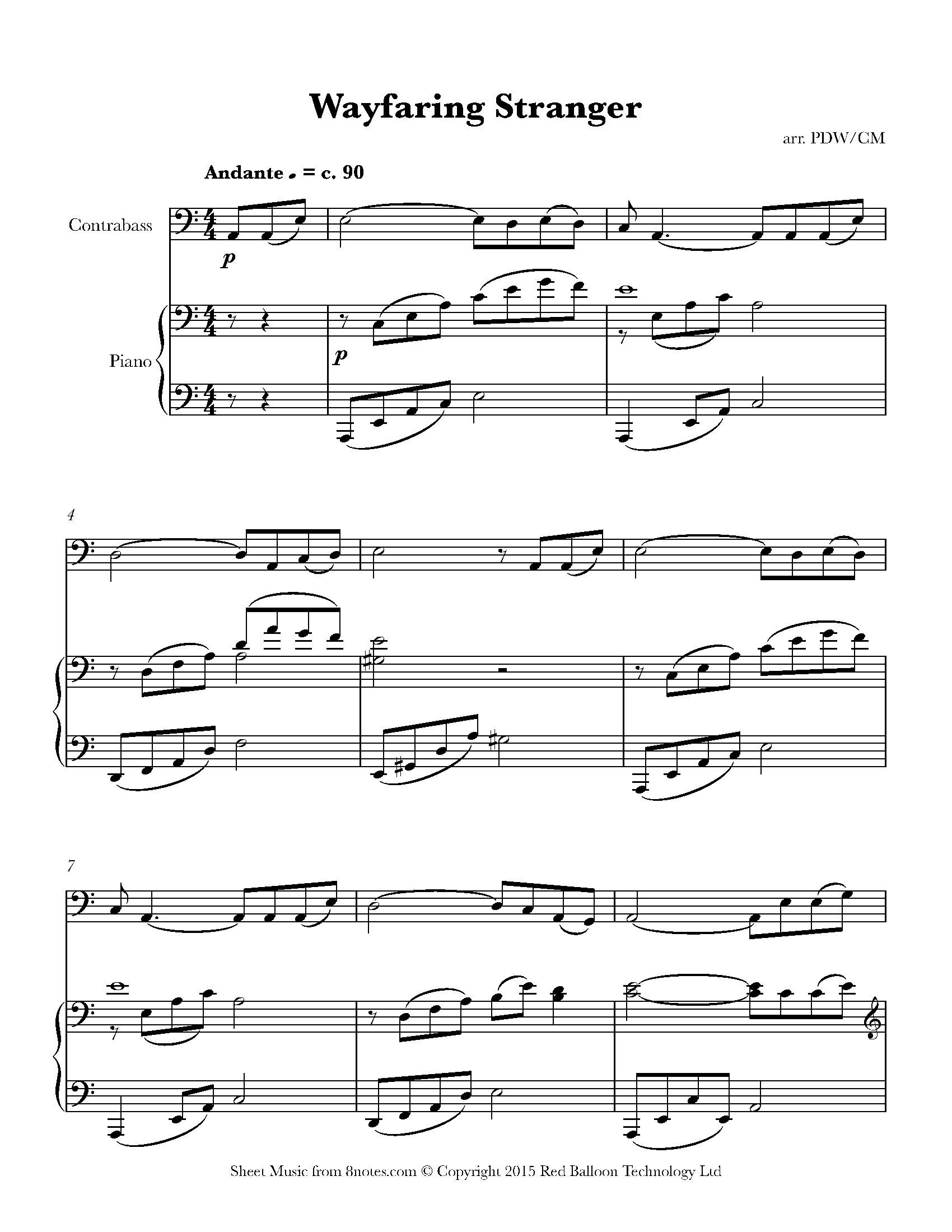 Wayfaring Stranger Sheet music for Double Bass - 8notes.com