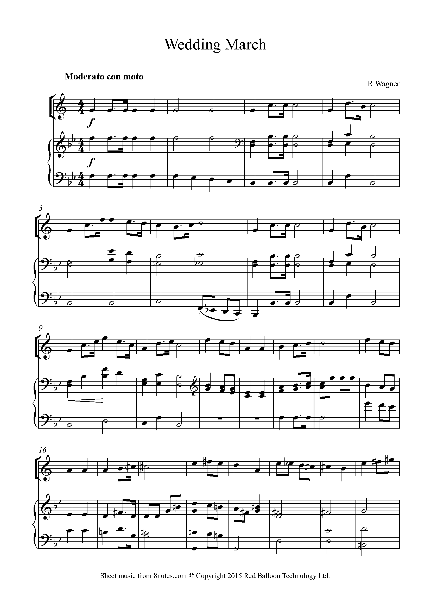 Wagner - Wedding March Sheet Music For Euphonium - 8notes.com