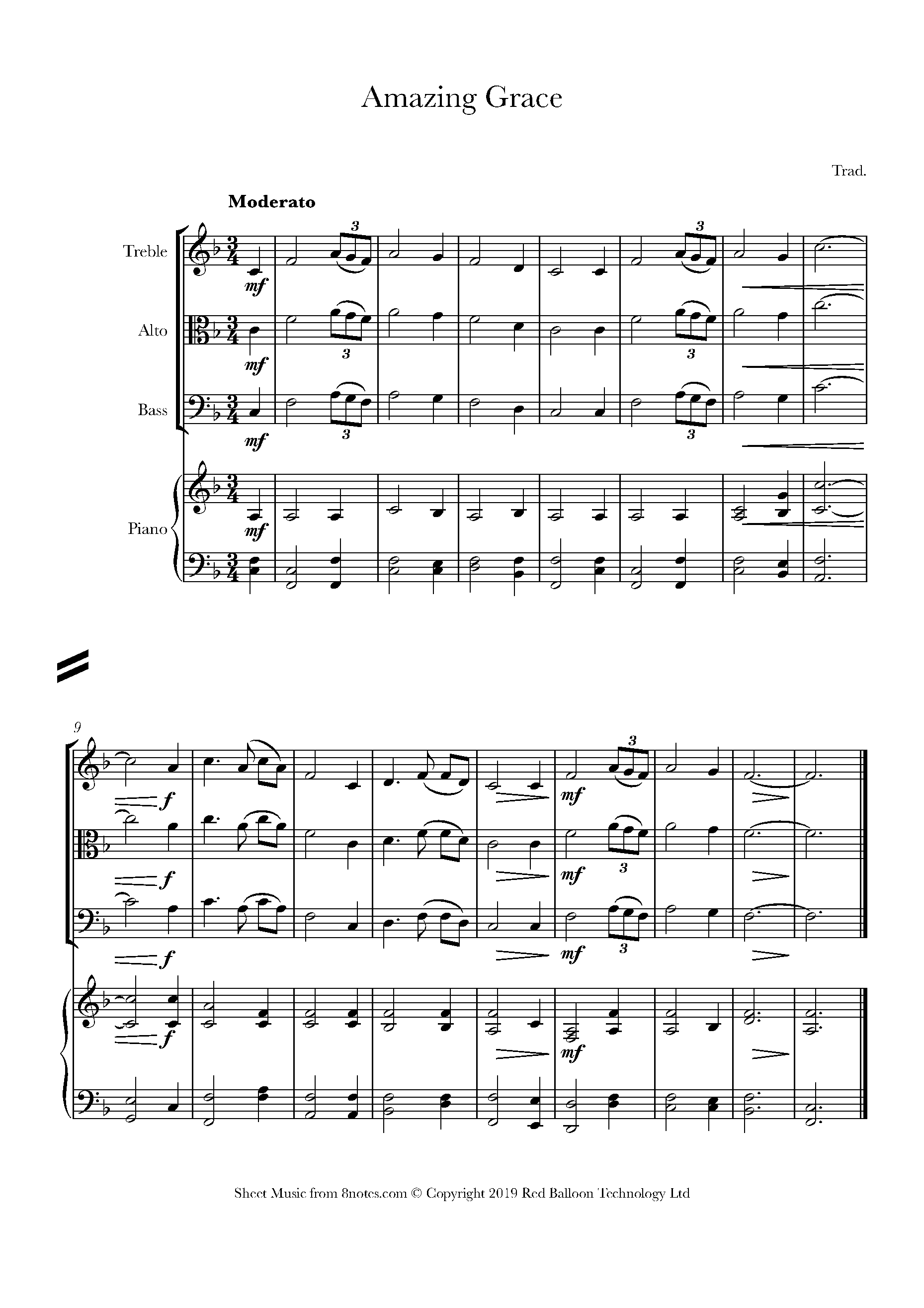 Amazing Grace Sheet music for Flexible Unison - 8notes.com