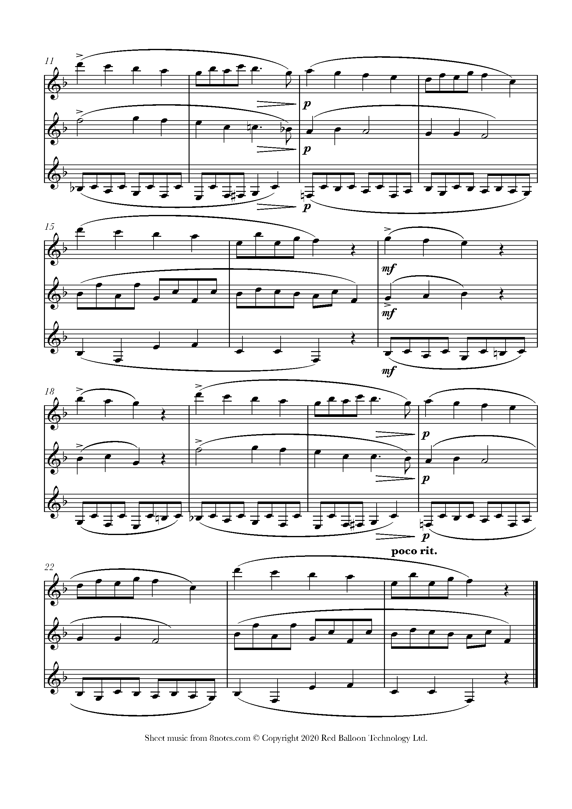 Schumann - Melody Sheet music for Flute-Clarinet-Violin - 8notes.com