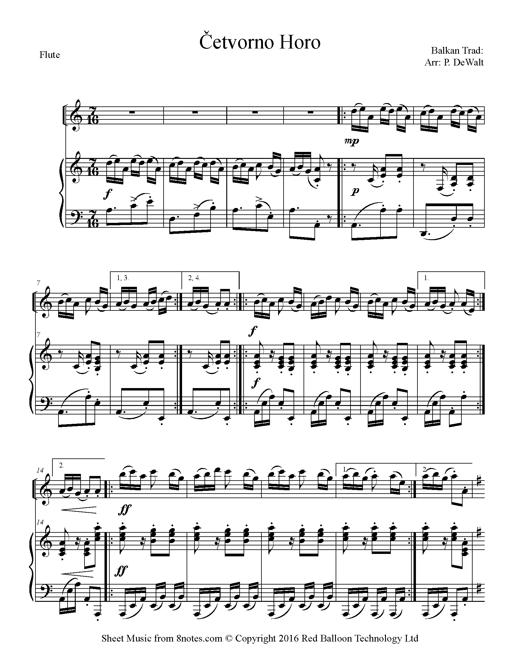 ﻿Četvorno Horo Sheet music for Flute - 8notes.com