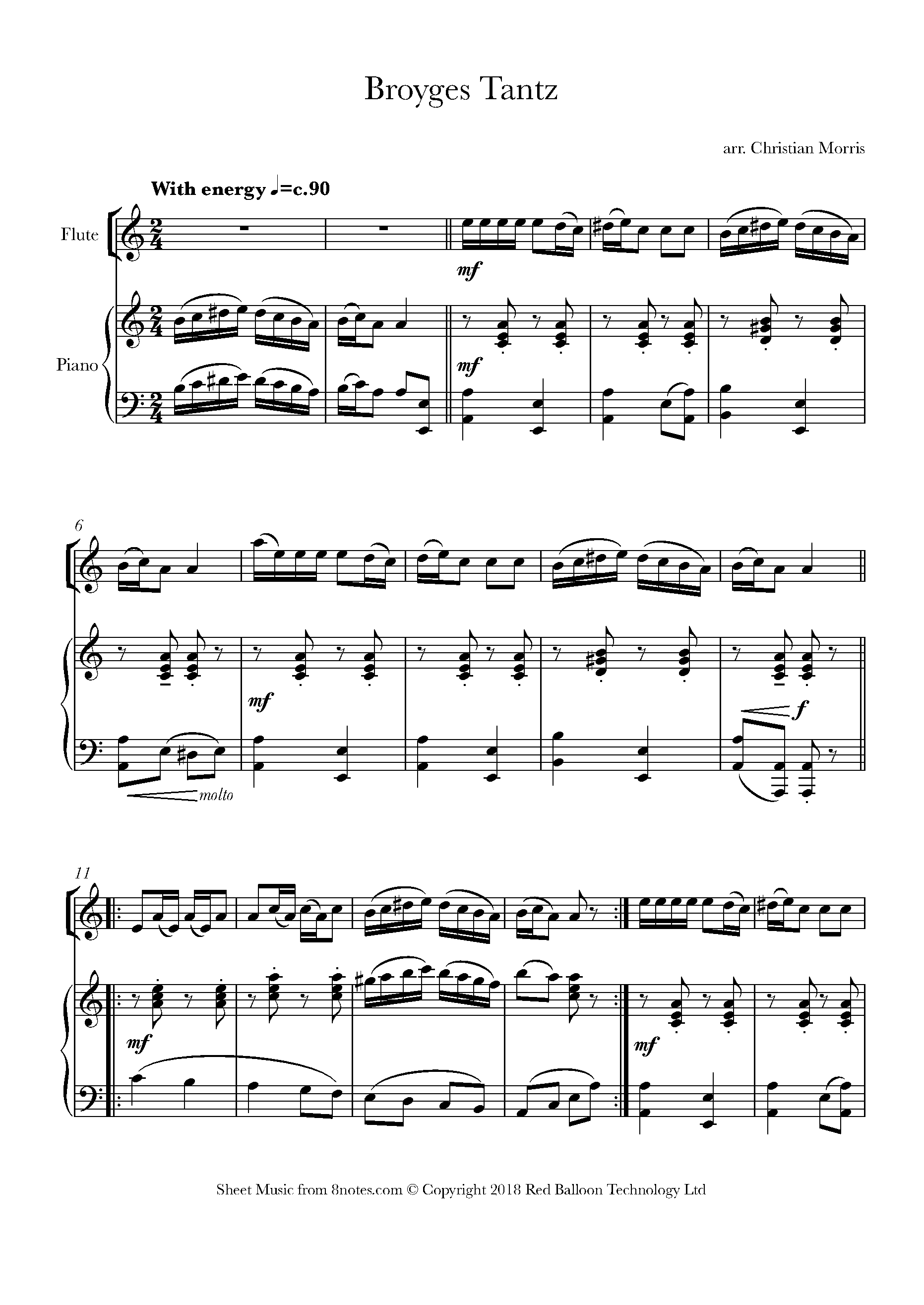 Broyges Tantz (Klezmer) Sheet music for Flute - 8notes.com