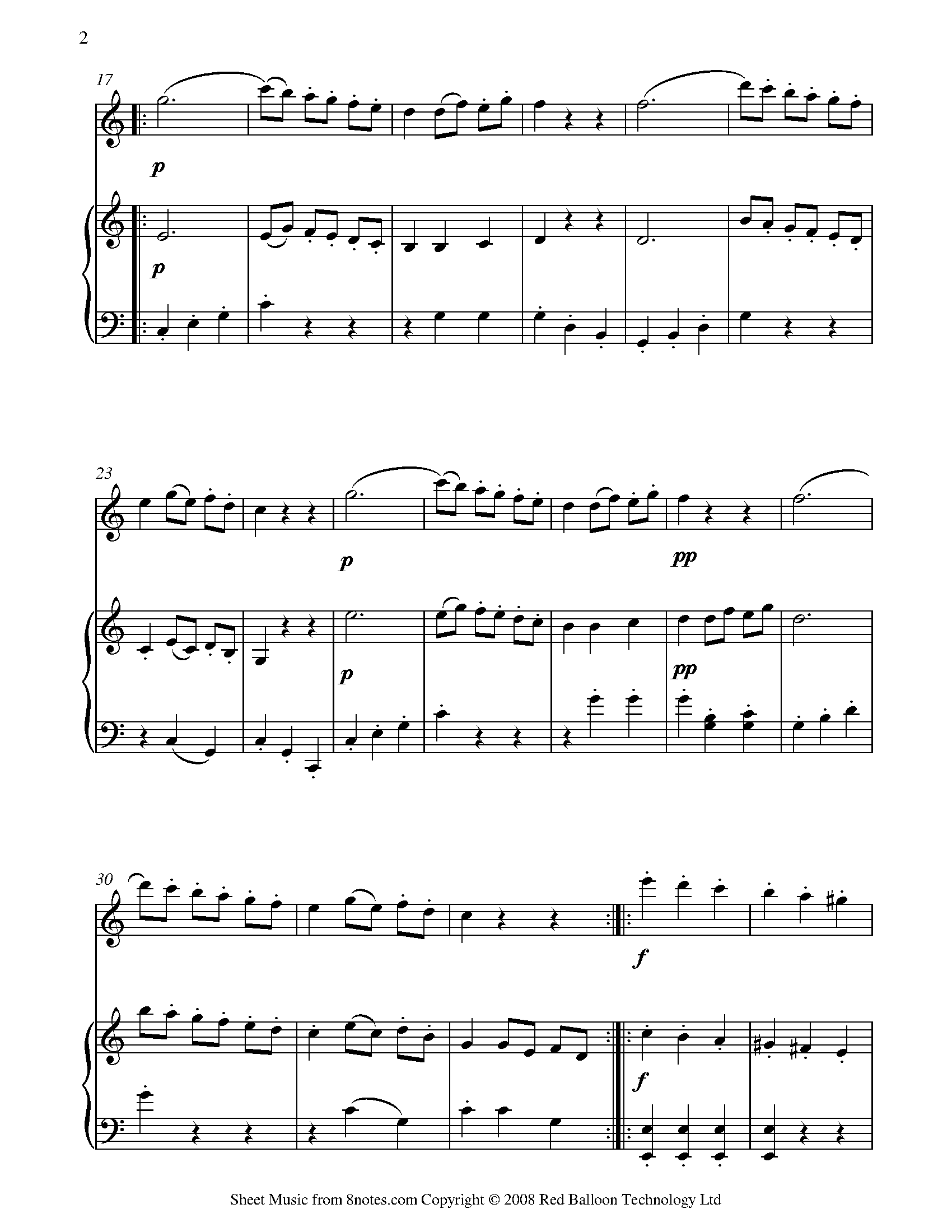 Mozart - Waltz no.1 from Three Waltzes Sheet music for Flute - 8notes.com