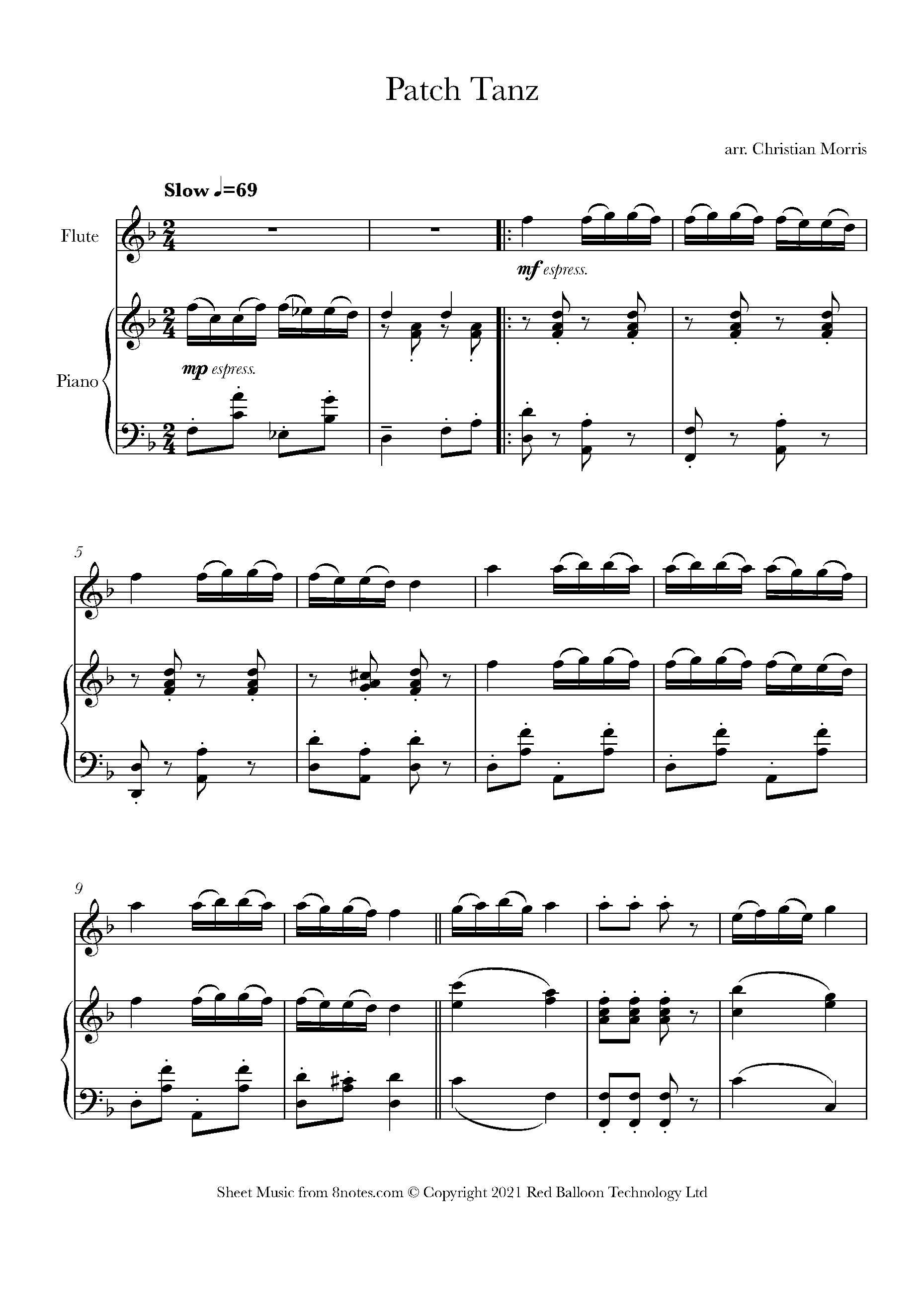 Patch Tanz (Klezmer) Sheet music for Flute - 8notes.com