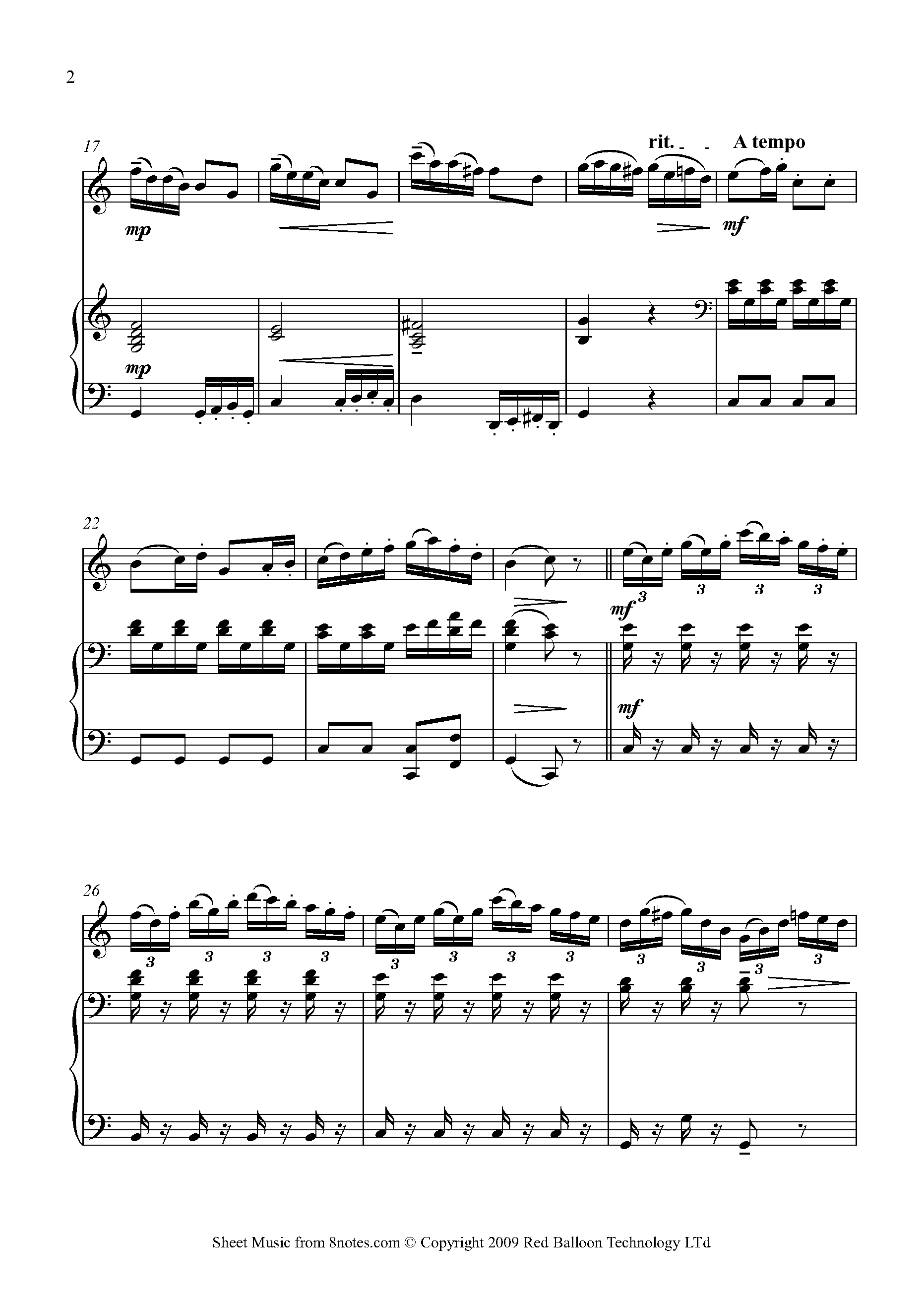 Rossini - Sonata In B Flat 3rd Movement Complete Sheet Music For Flute 