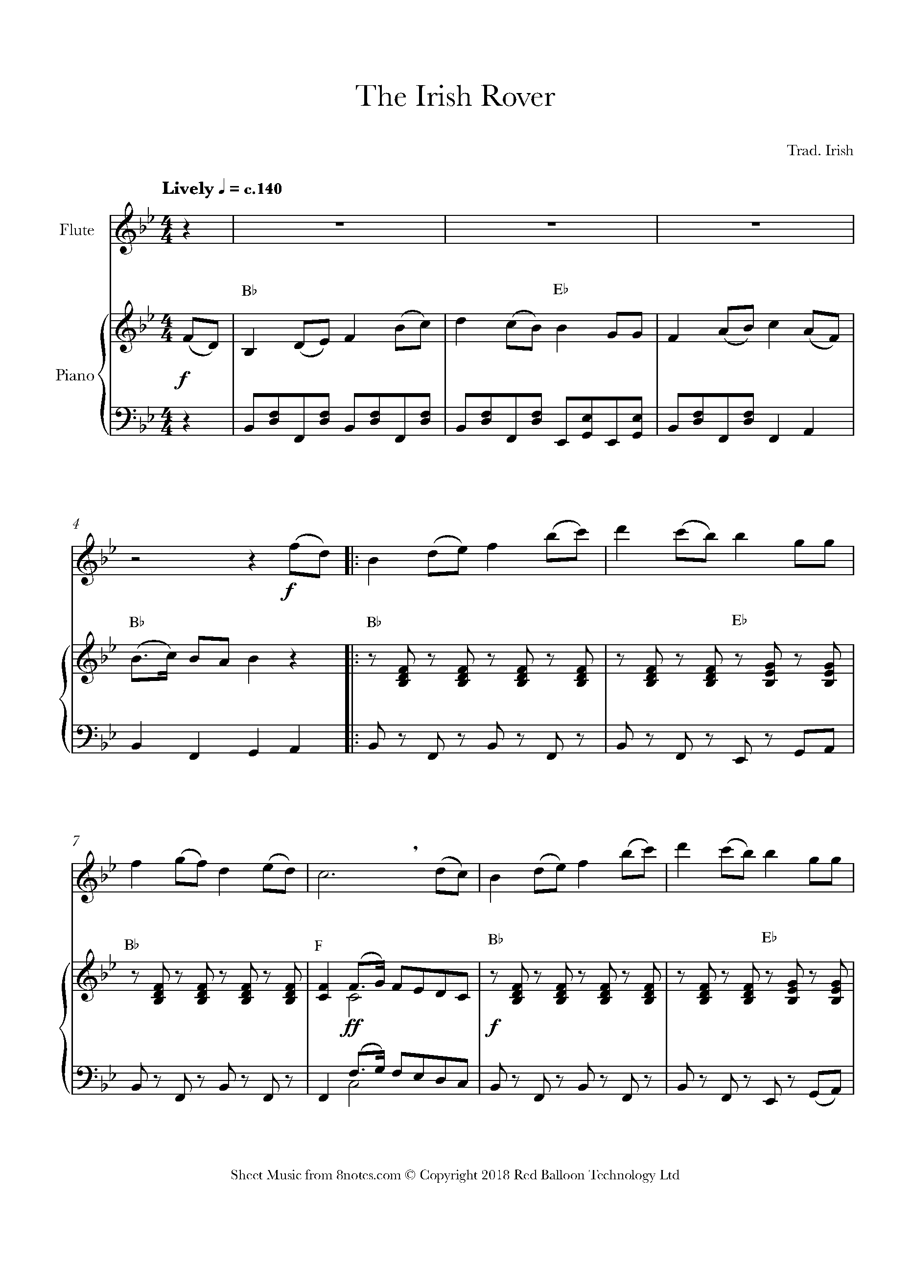 The Irish Rover Sheet music for Flute - 8notes.com