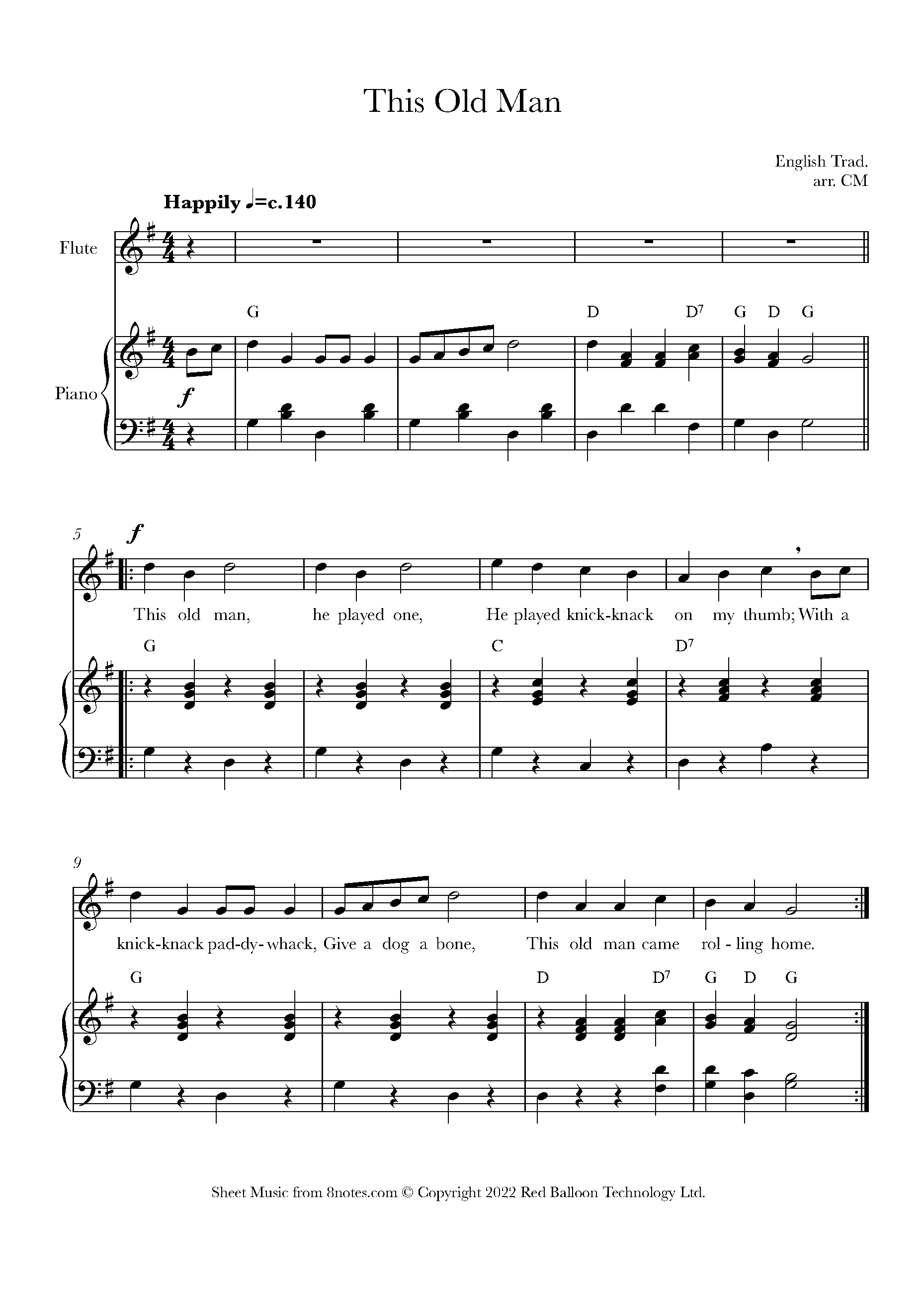 This Old Man Sheet music for Flute - 8notes.com