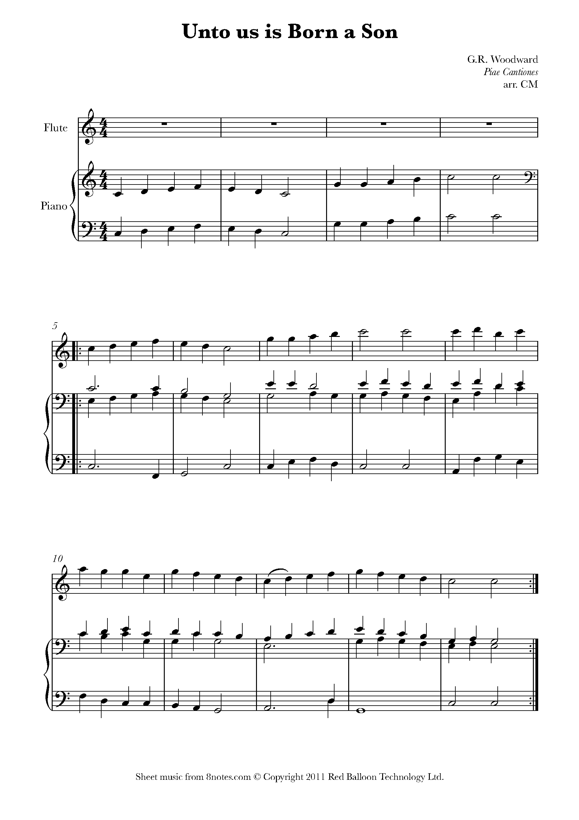 Unto us is Born a Son Sheet music for Flute - 8notes.com