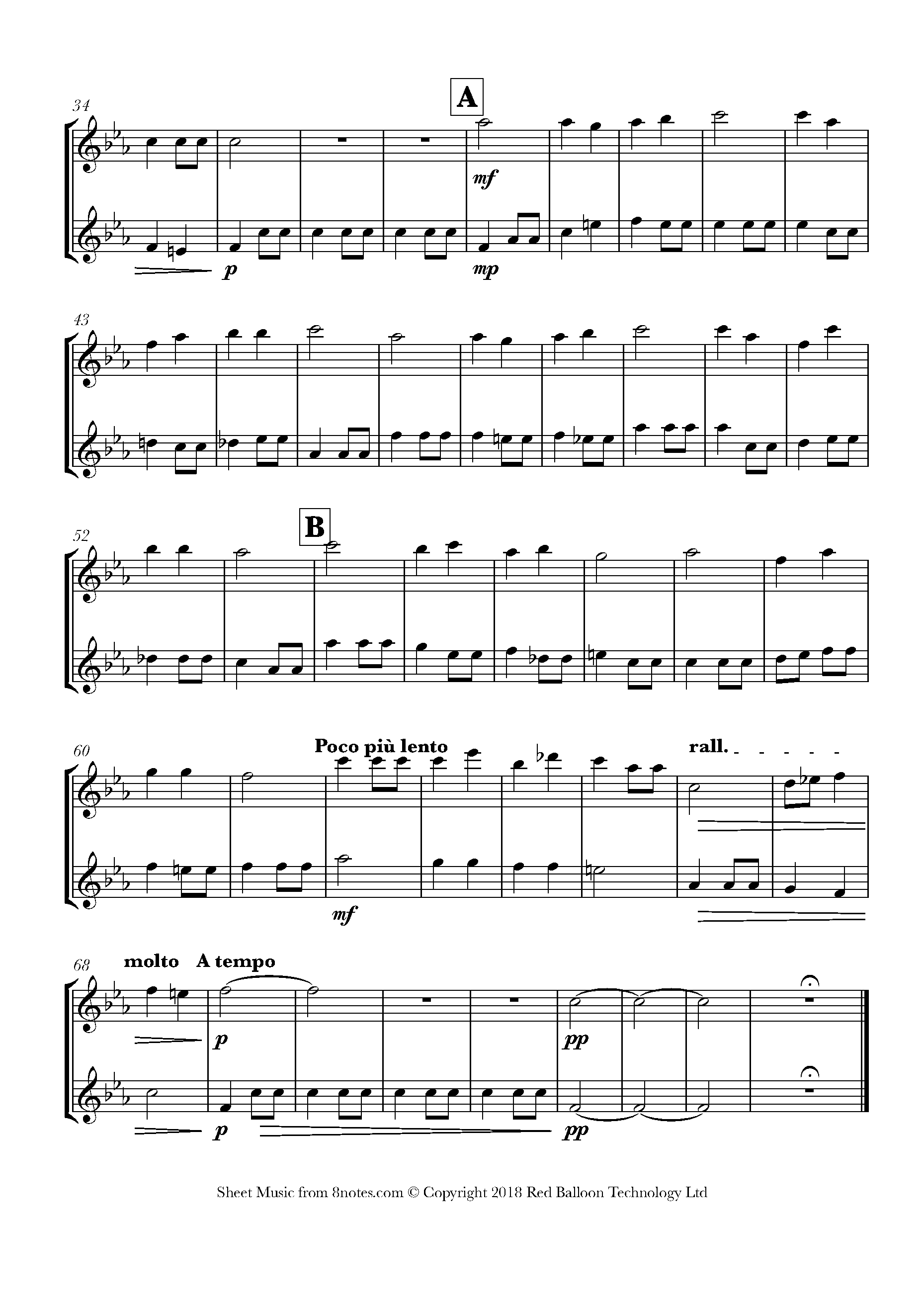 Warlock - Capriol Suite 2. Pavane Sheet music for Flute Duet - 8notes.com