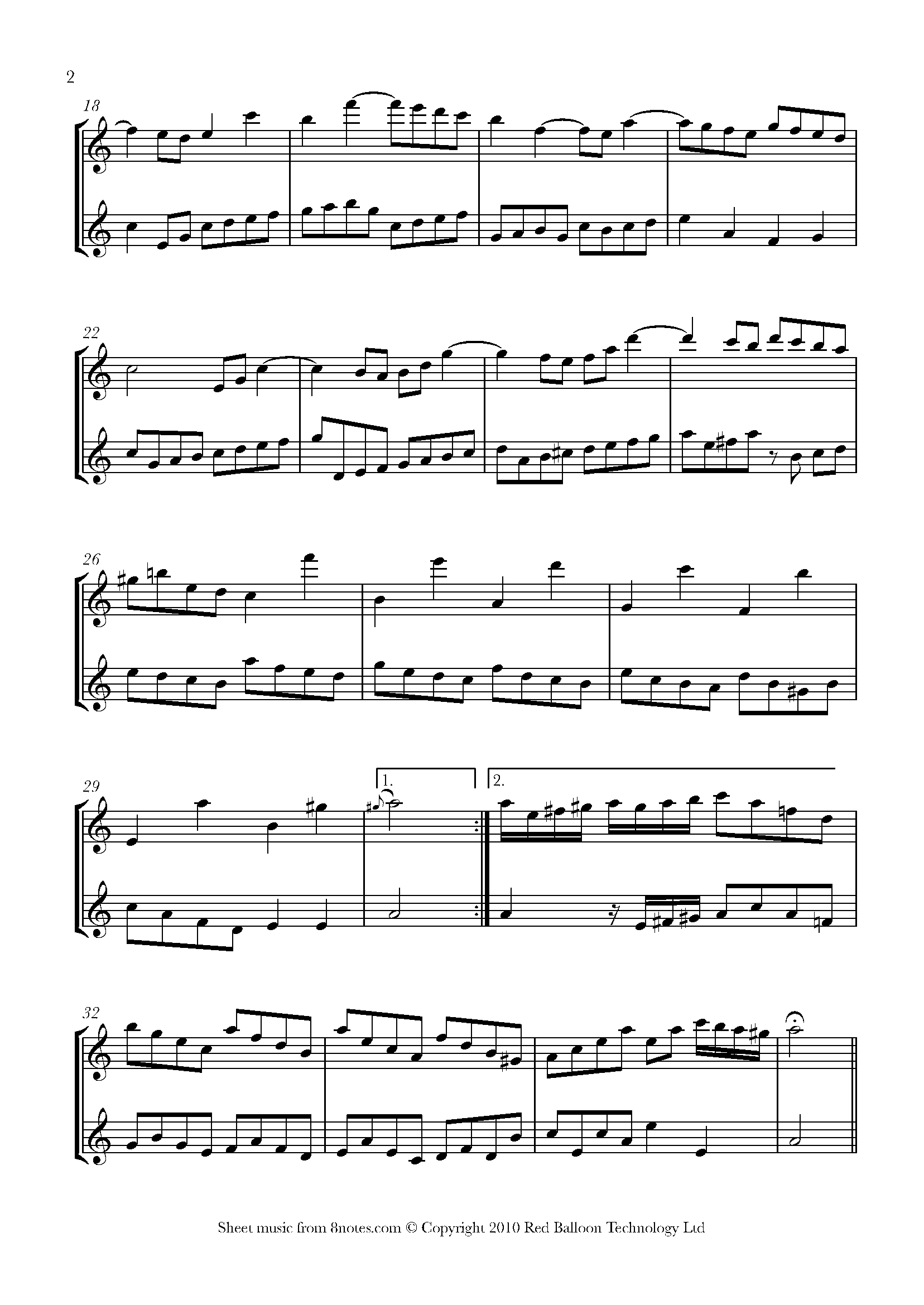 Bach - Air From Partita VI BWV 830 Sheet Music For Flute Duet - 8notes.com