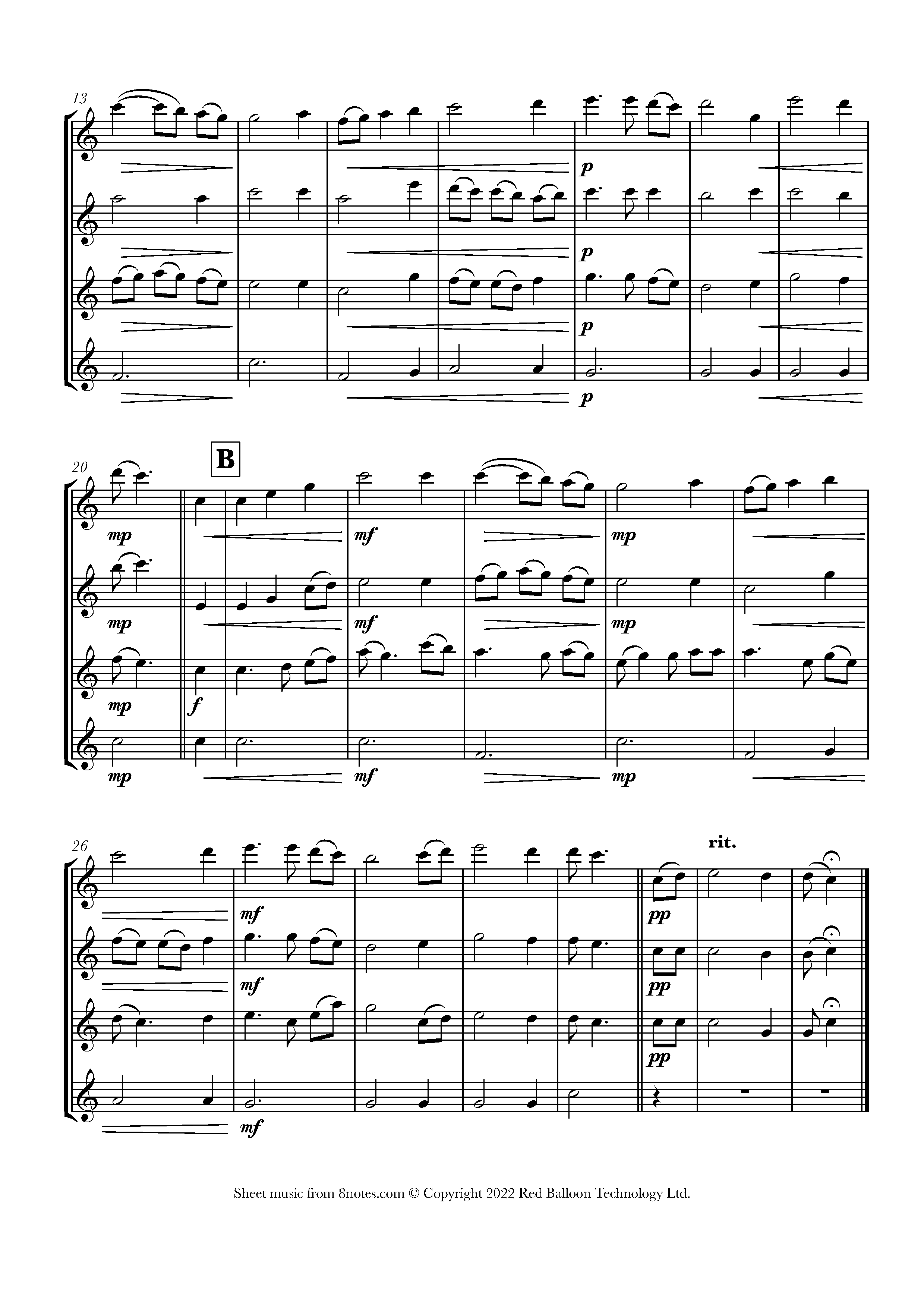 Shenandoah Sheet music for Flute Quartet - 8notes.com