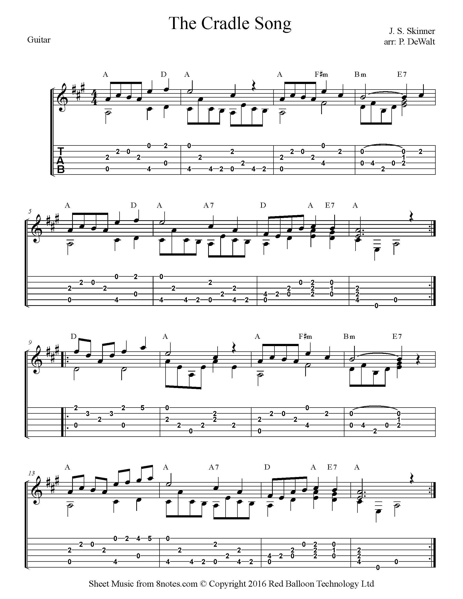 James Scott Skinner - The Cradle Song Sheet music for Guitar - 8notes.com