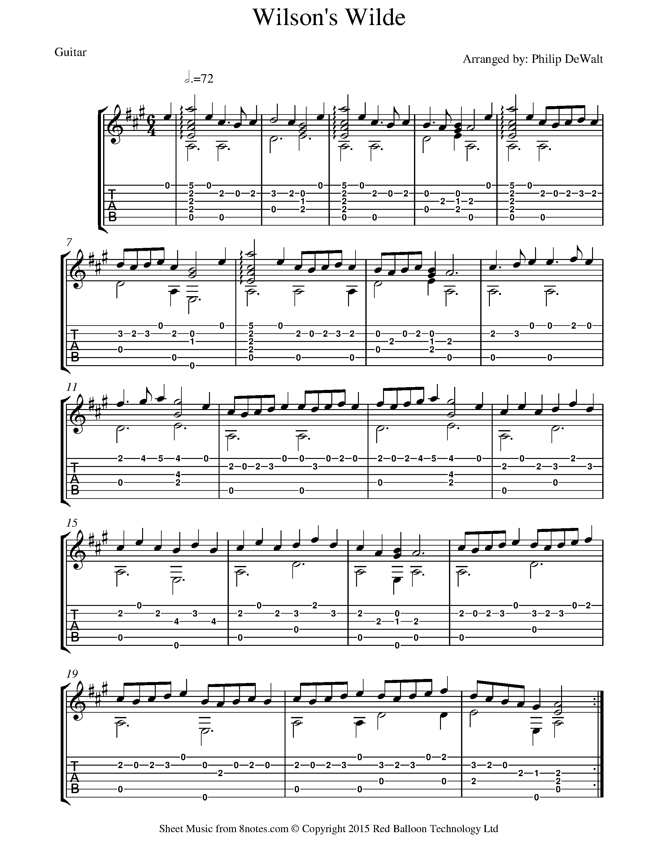 anon - Wilson's Wilde (The Woods so Wild) Sheet music for Guitar ...