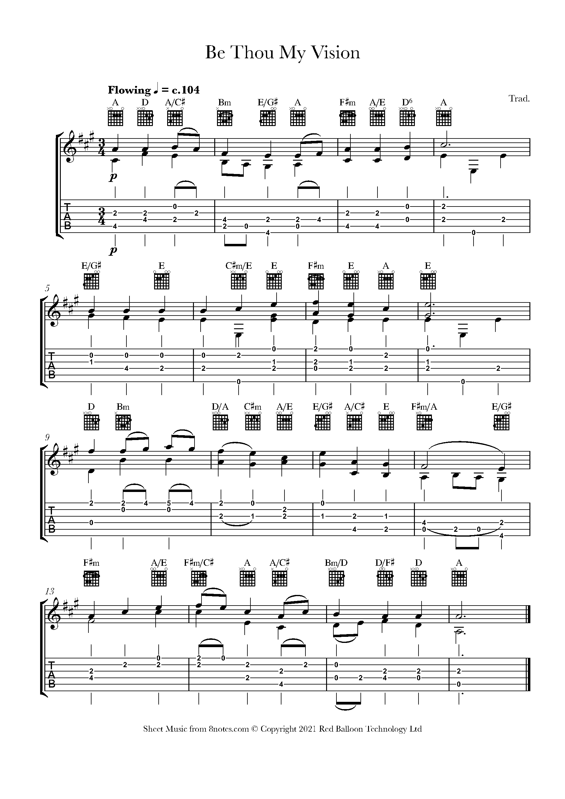 Be Thou My Vision Sheet Music For Guitar 