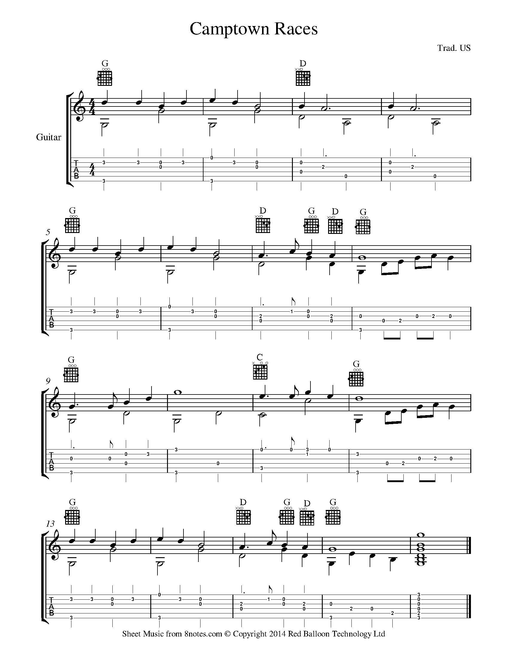 Camptown Races Sheet music for Guitar - 8notes.com