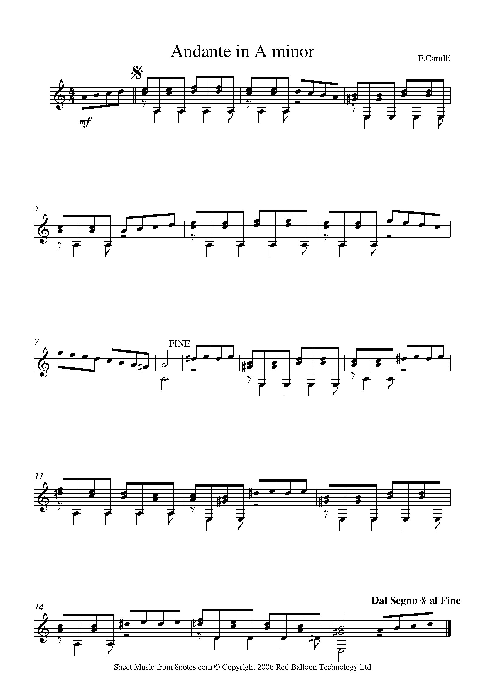 andante guitar sheet music