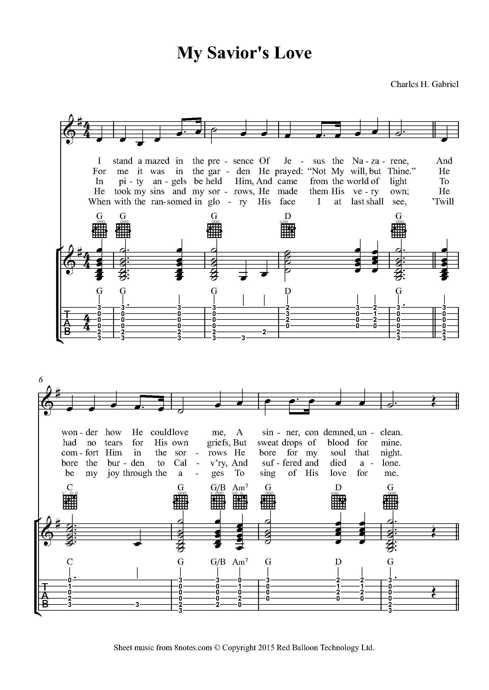 Gabriel - My Savior's Love Sheet music for Guitar and Vocal - 8notes.com