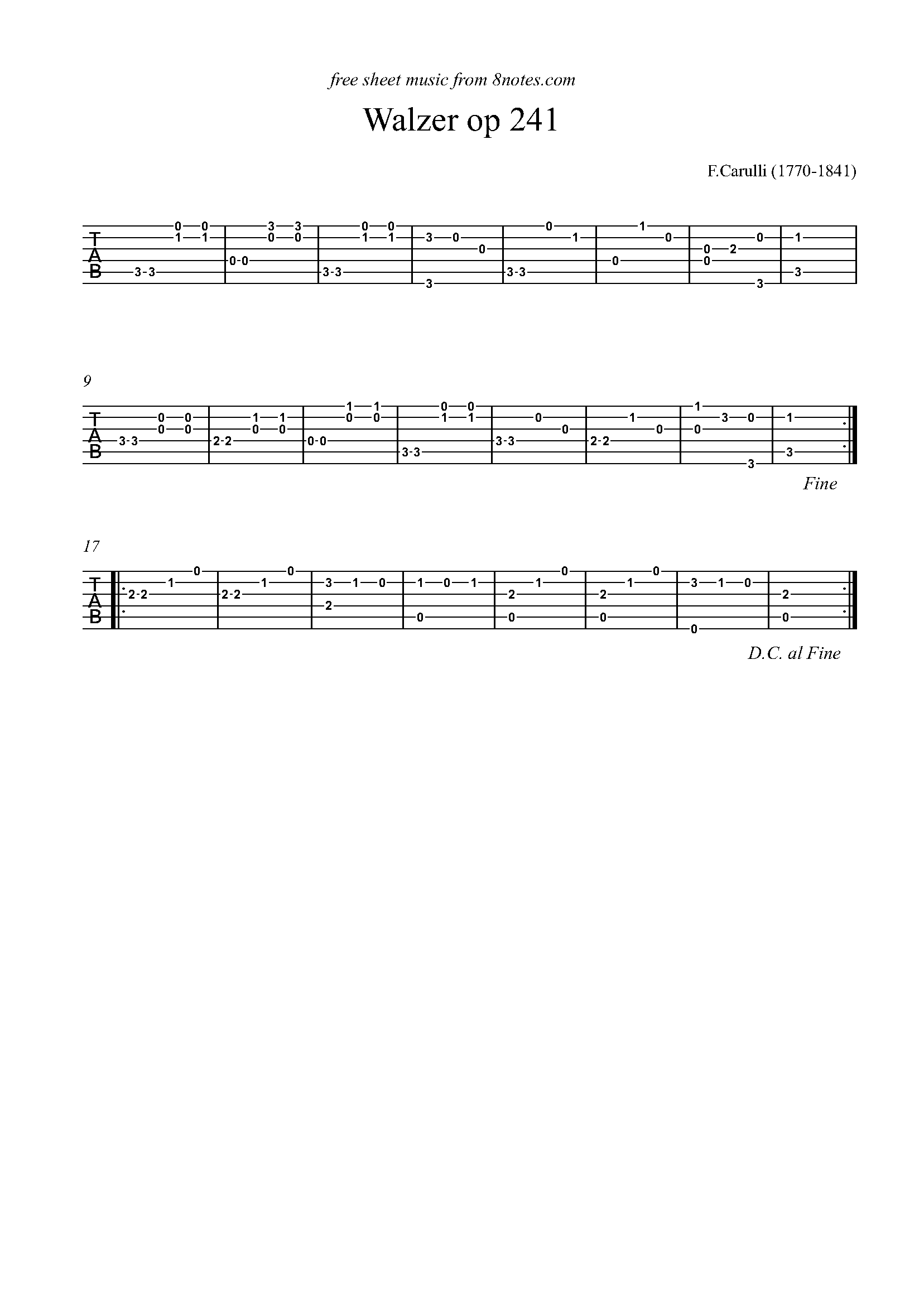 Carulli - Walzer Op 241 Guitar Tab - 8notes.com