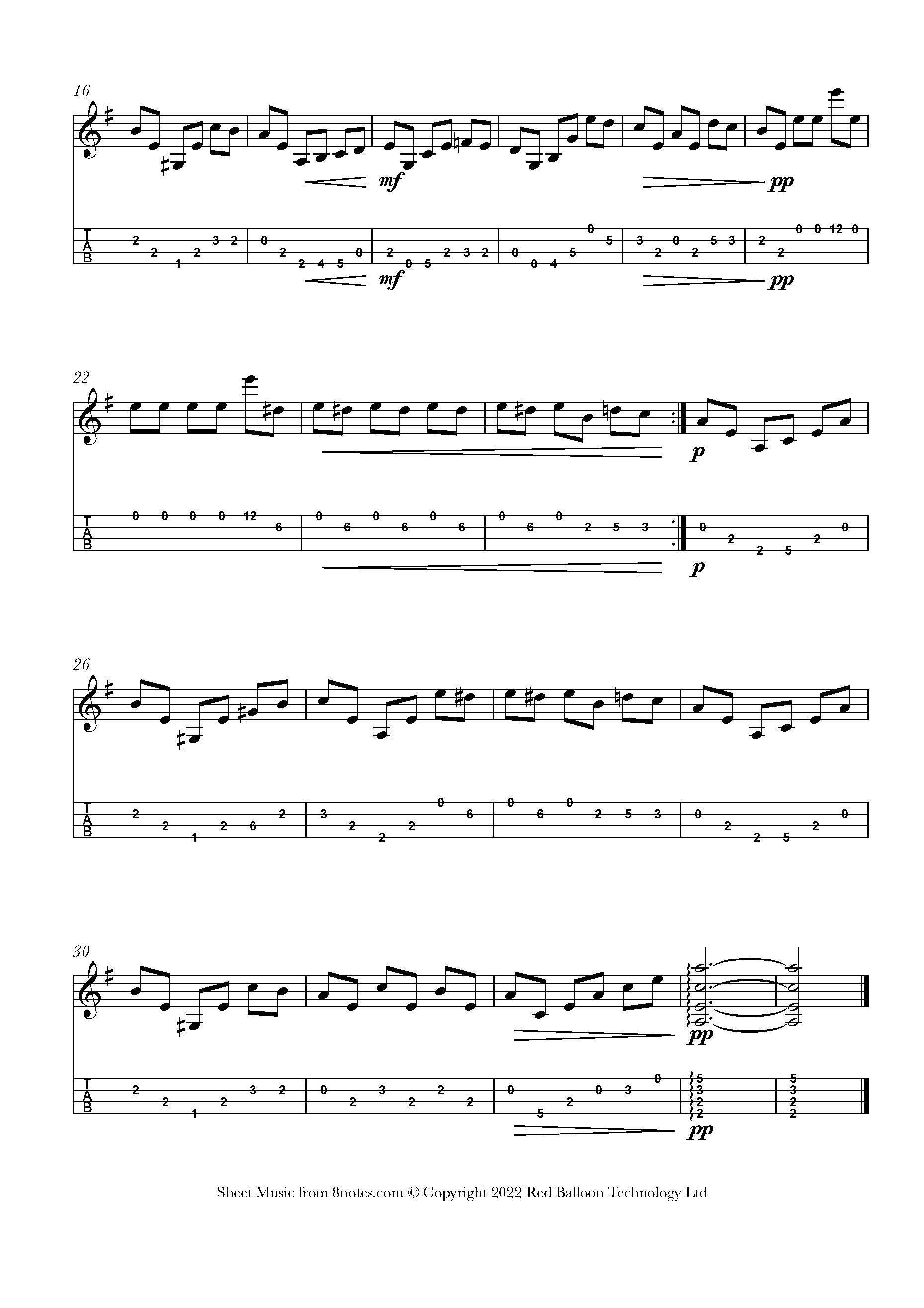 fur elise mandolin tab