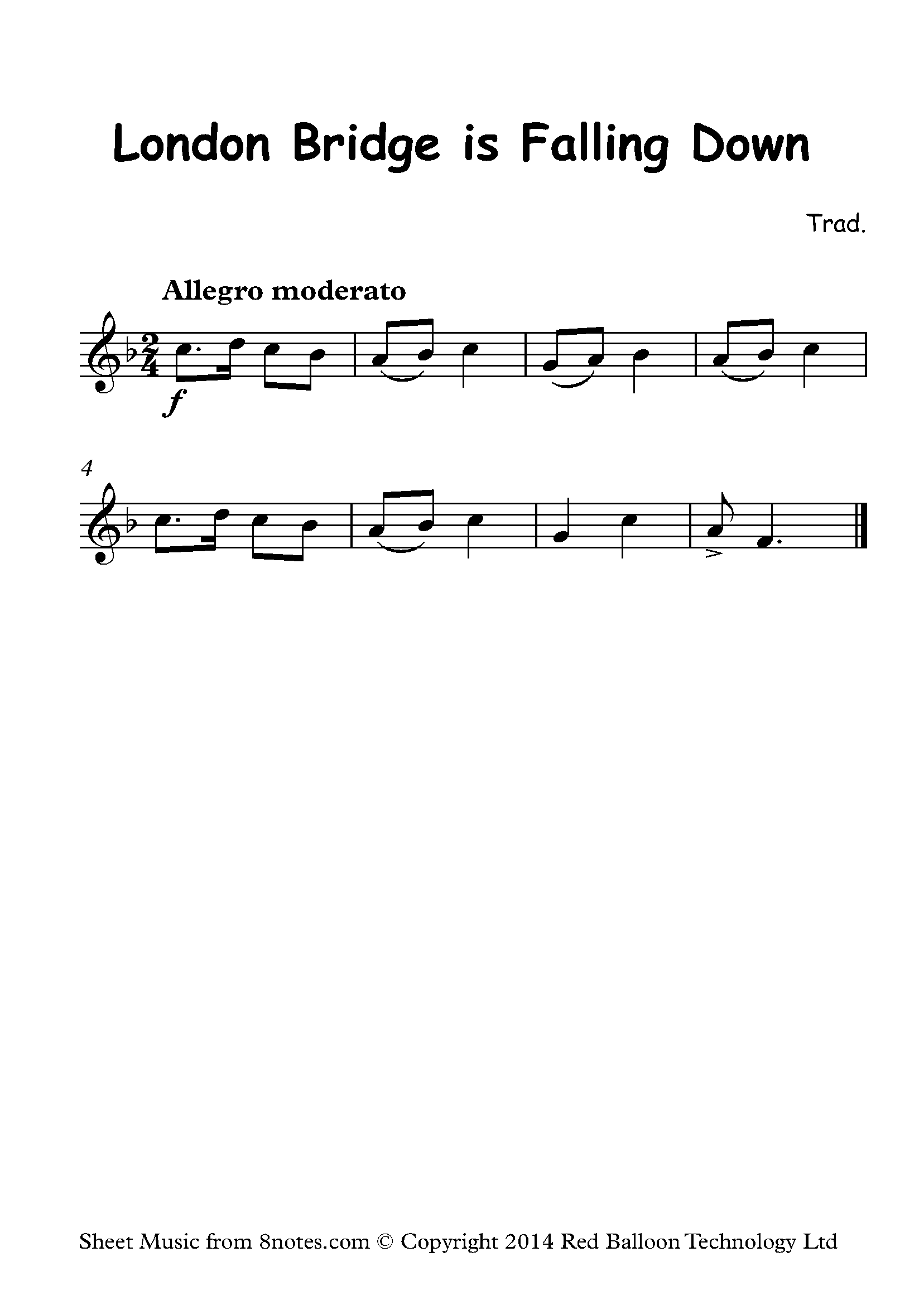 London Bridge is Falling Down Sheet music for Oboe - 8notes.com