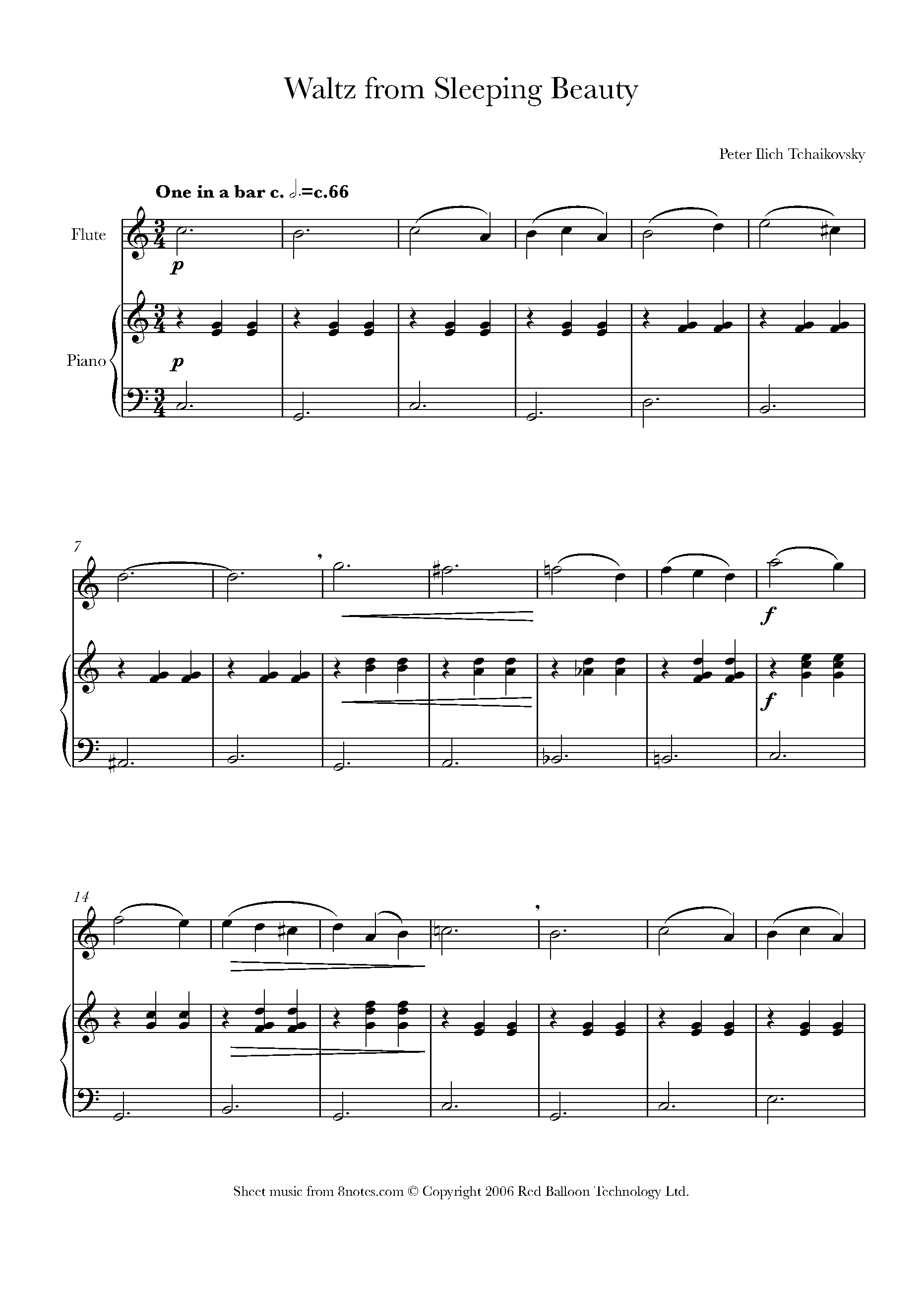 Tchaikovsky - Waltz from Sleeping Beauty Sheet music for Oboe - 8notes.com