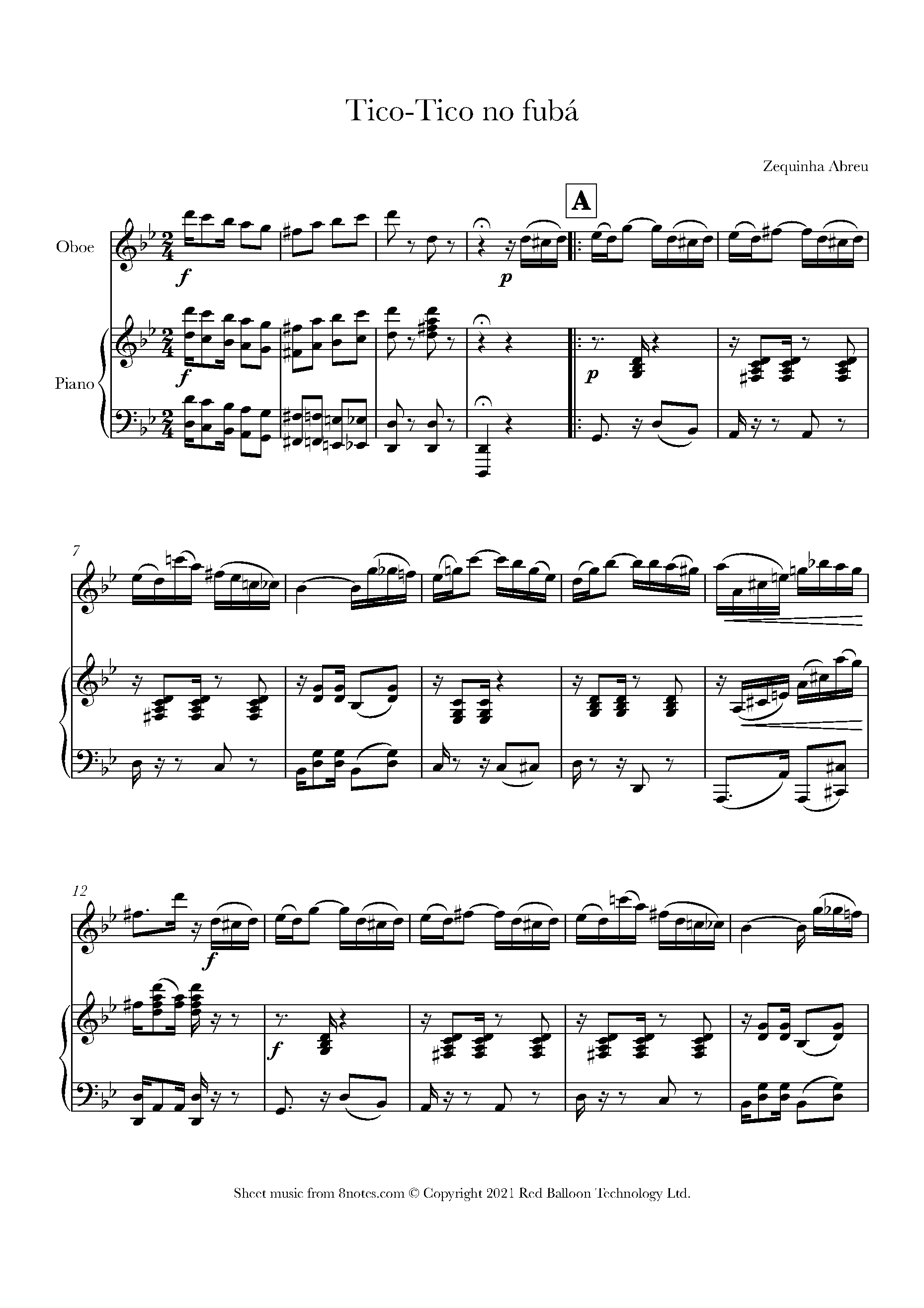 Zequinha Abreu - Tico-Tico No Fuba Sheet Music For Oboe - 8notes.com