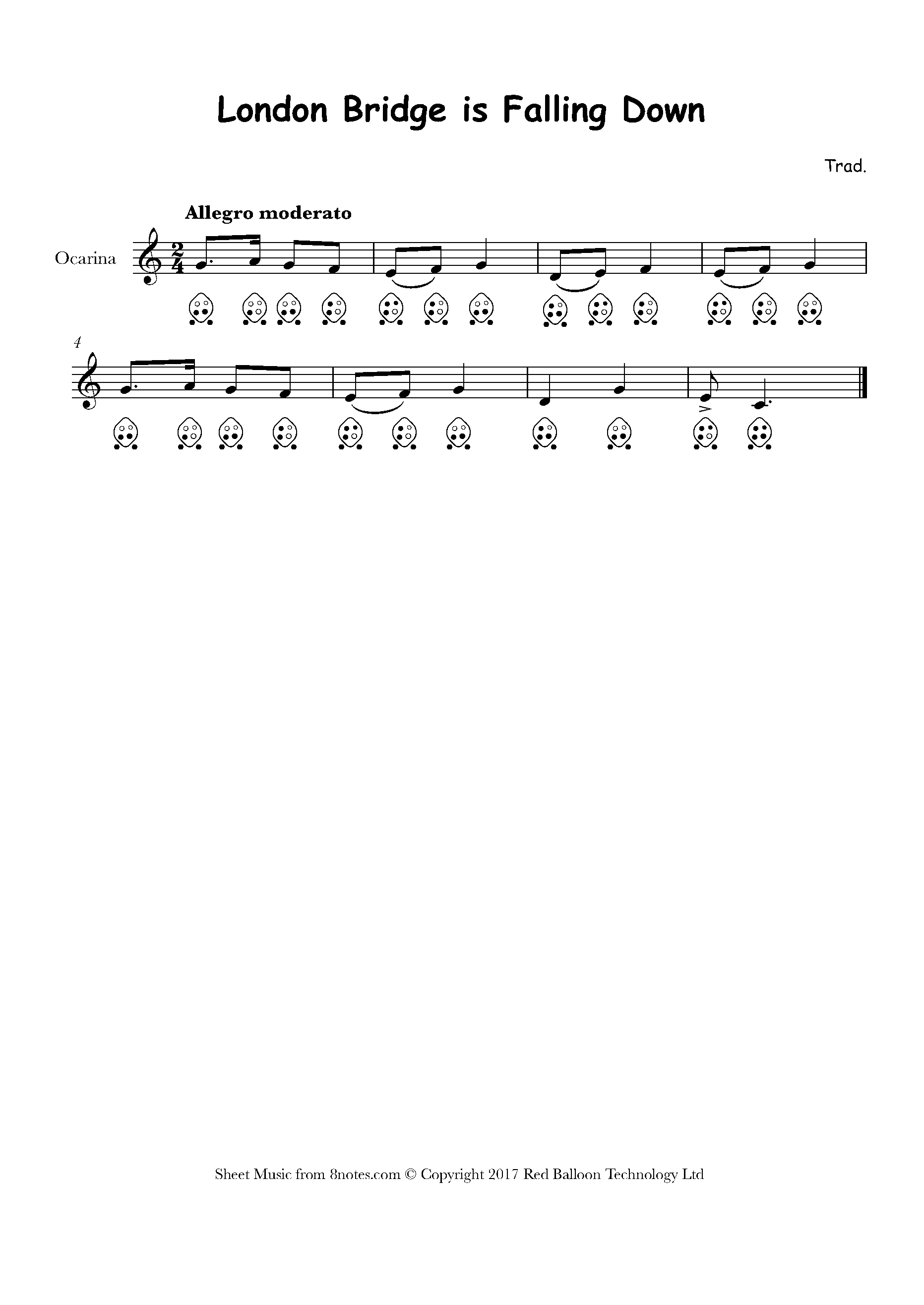 London Bridge is Falling Down Sheet music for Ocarina - Six Hole ...