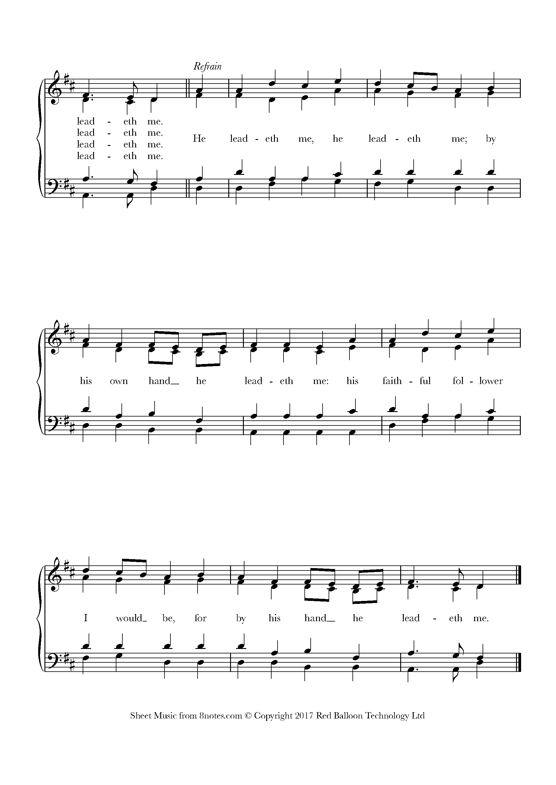 Bradbury - He Leadeth Me Sheet music for Organ - 8notes.com