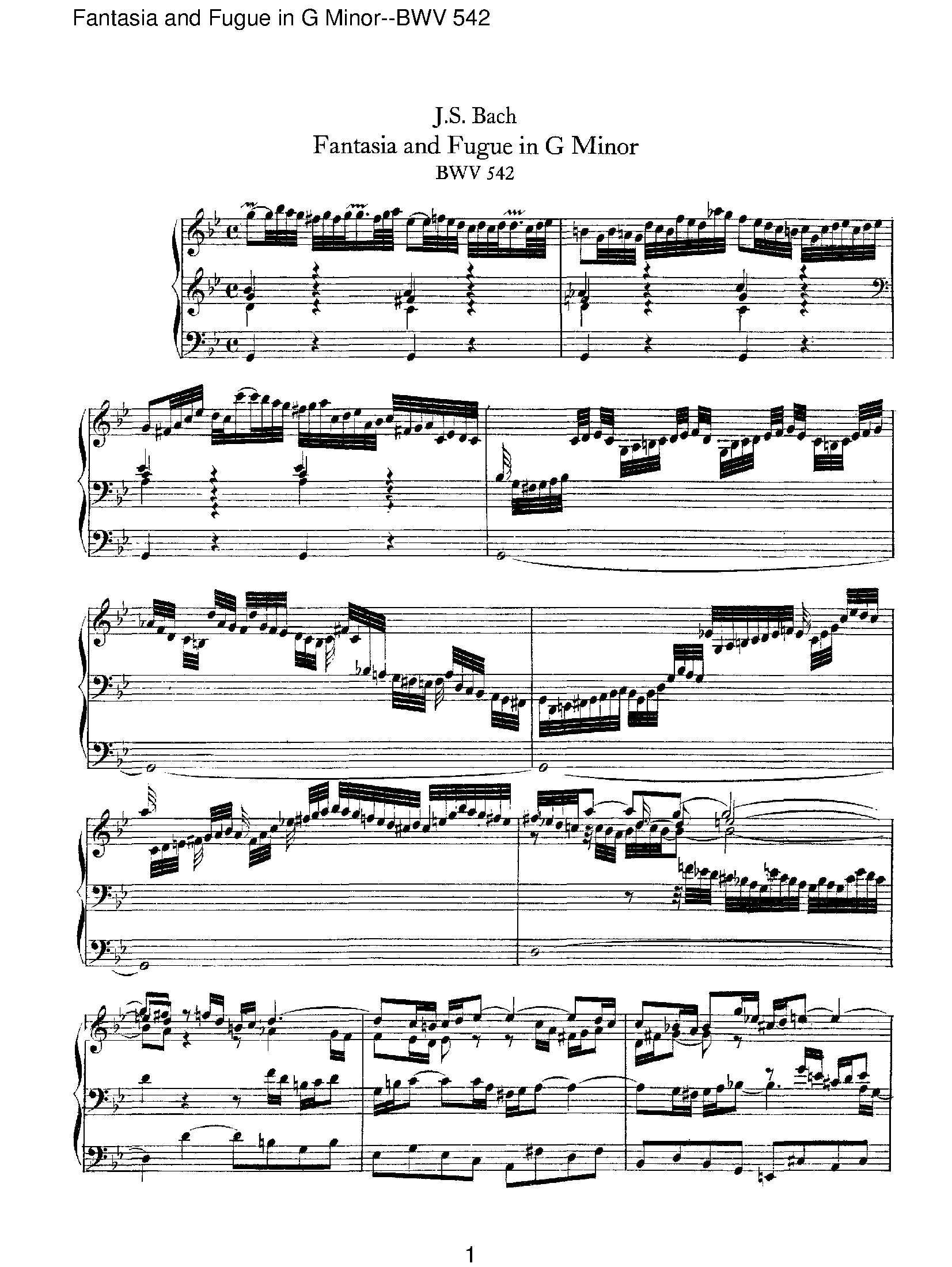 Bach - Fantasia and Fugue in G Minor--BWV 542 Sheet music for Organ ...