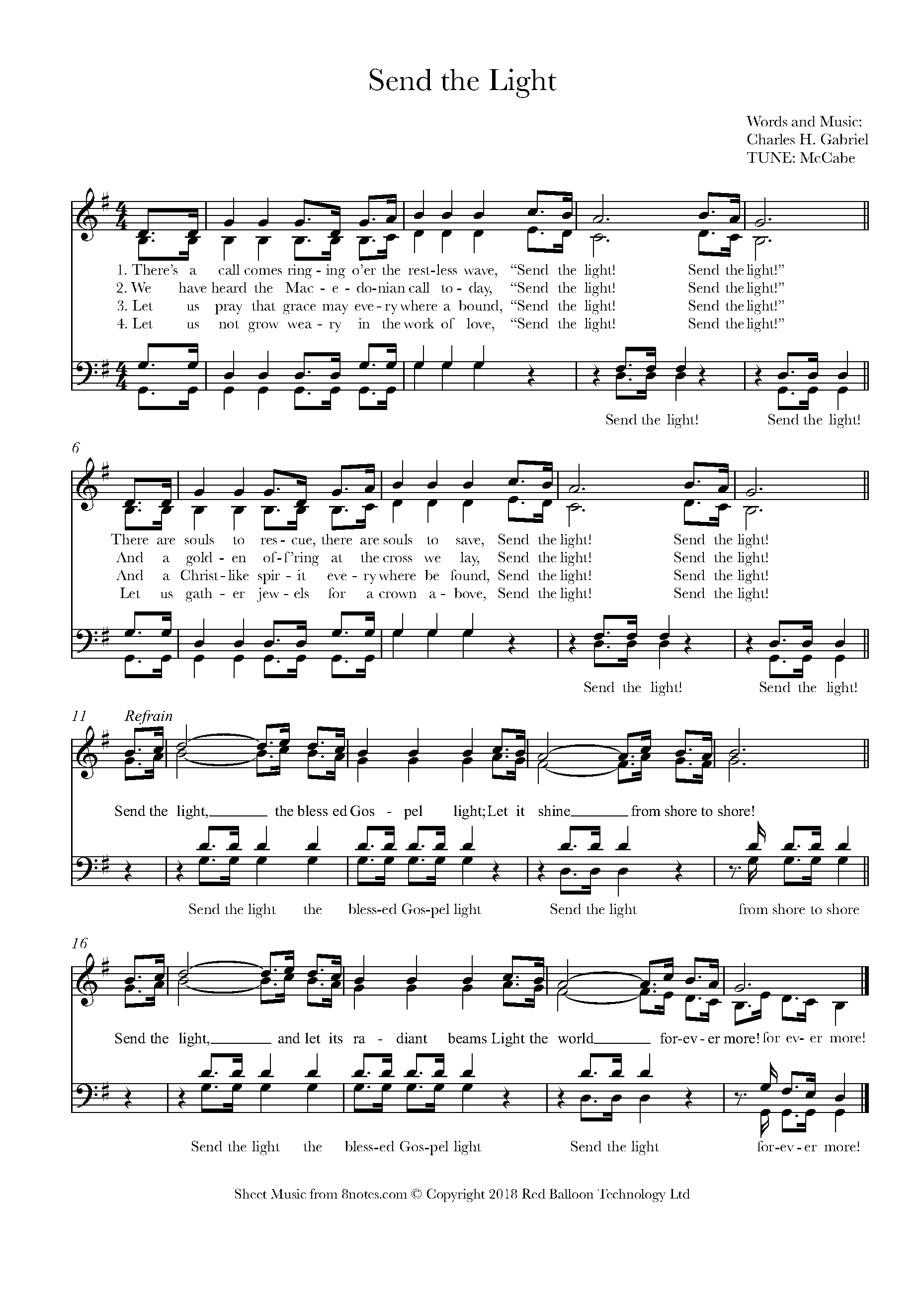 Gabriel Send The Light Sheet Music For Organ 8notes