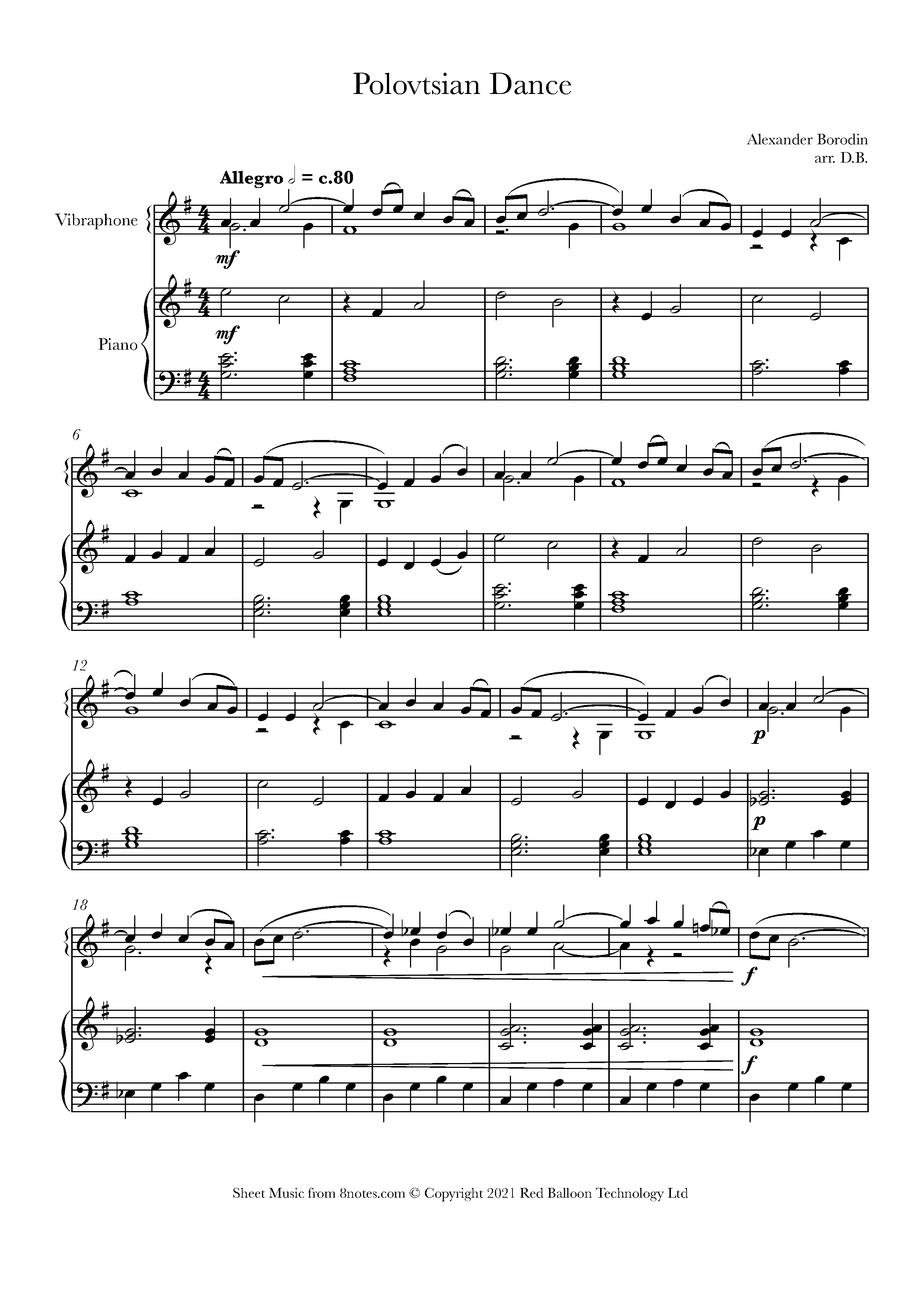 Borodin - Polovtsian Dance Sheet music for Percussion - 8notes.com