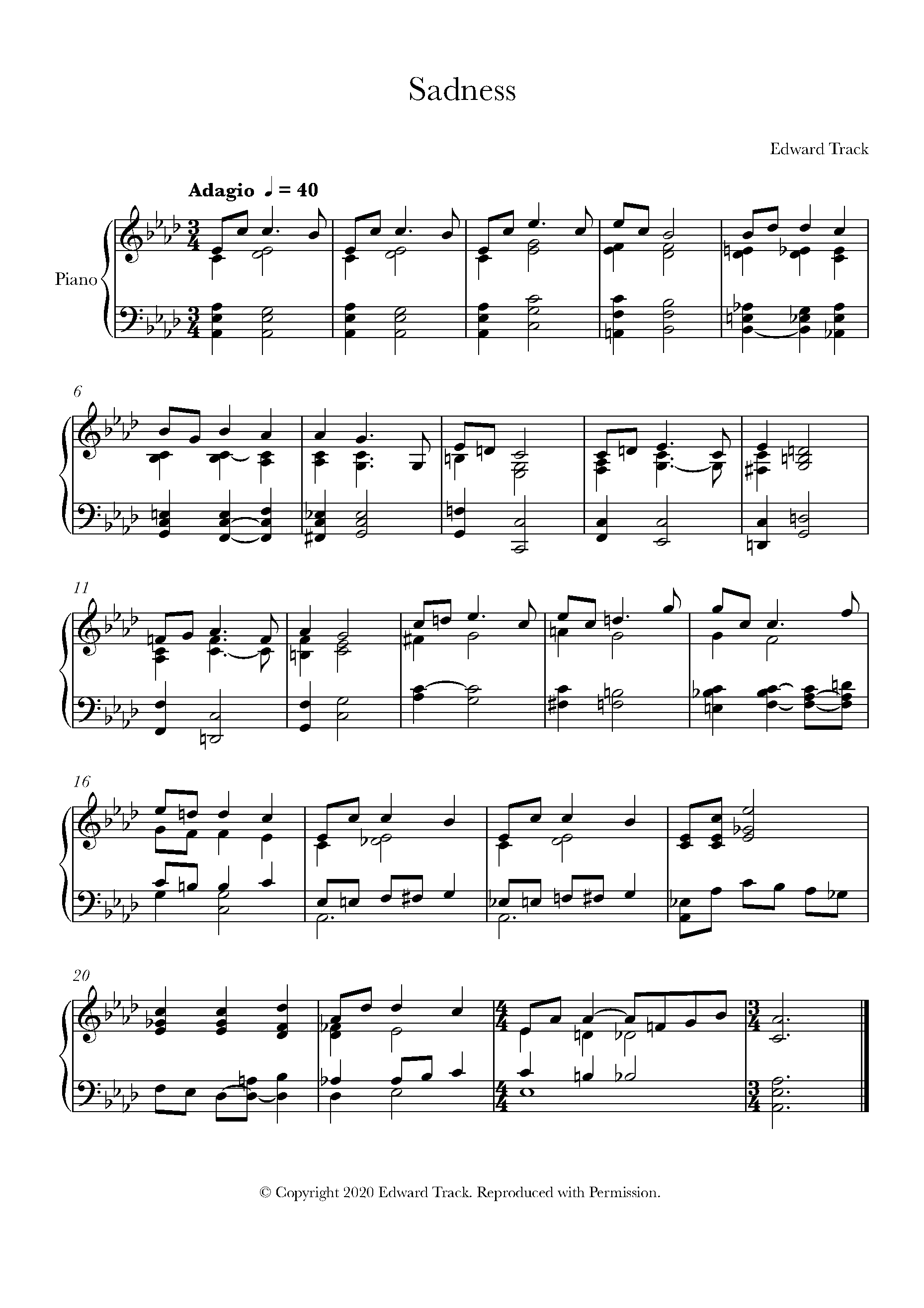 Track - Sadness Sheet music for Piano - 8notes.com