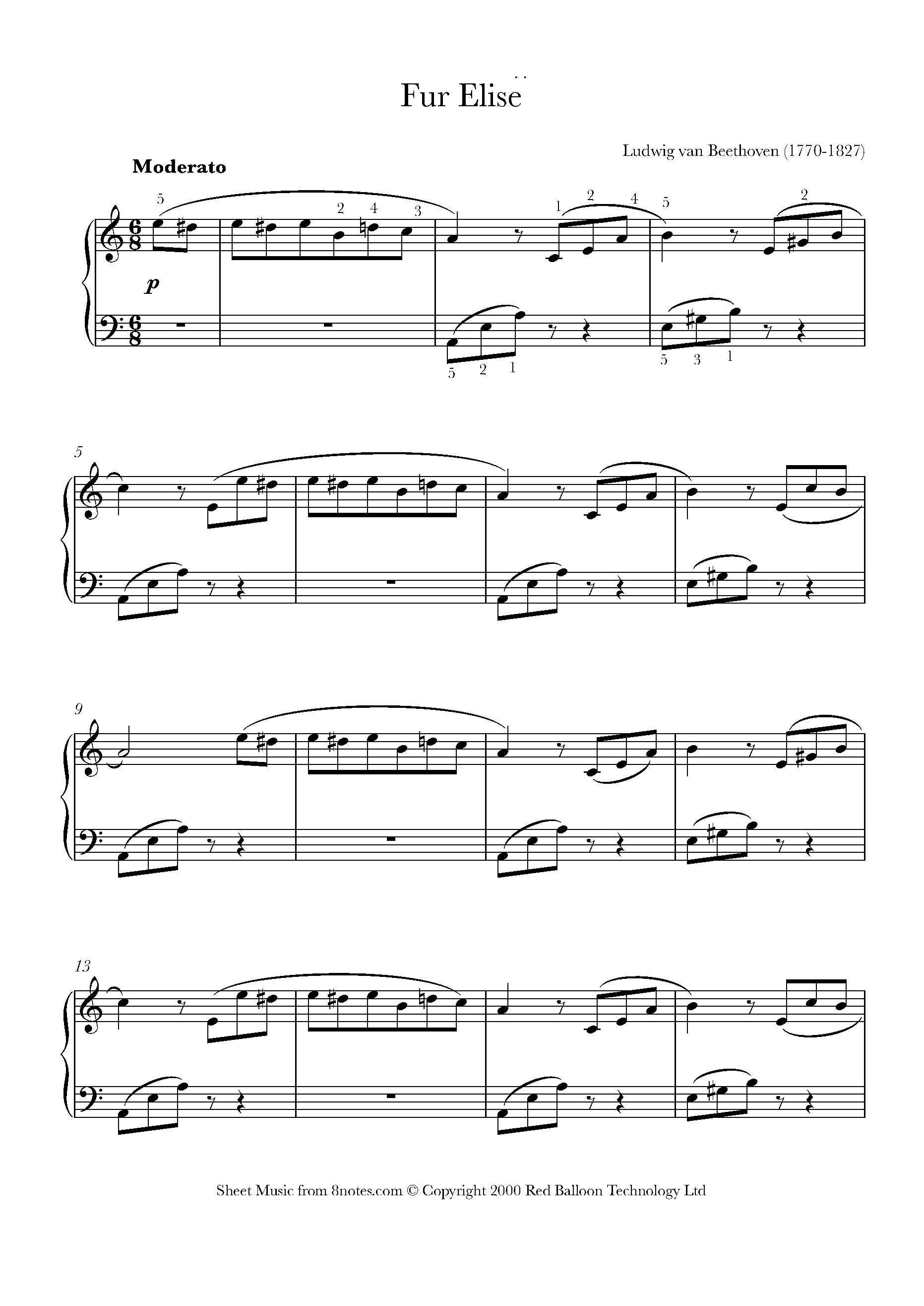 Beethoven Fur Elise Sheet music for Piano