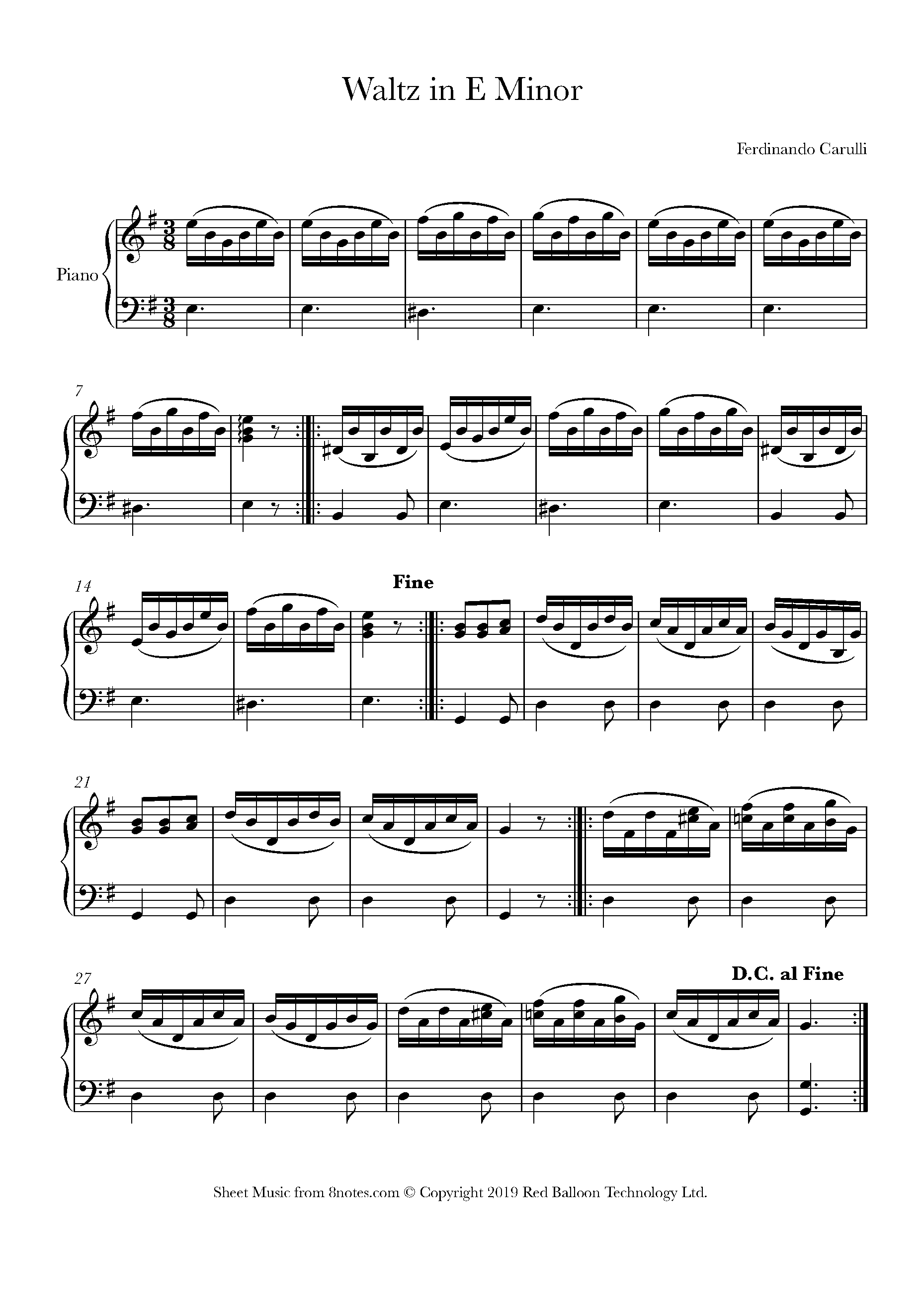 Carulli - Waltz in E Minor Sheet music for Piano - 8notes.com