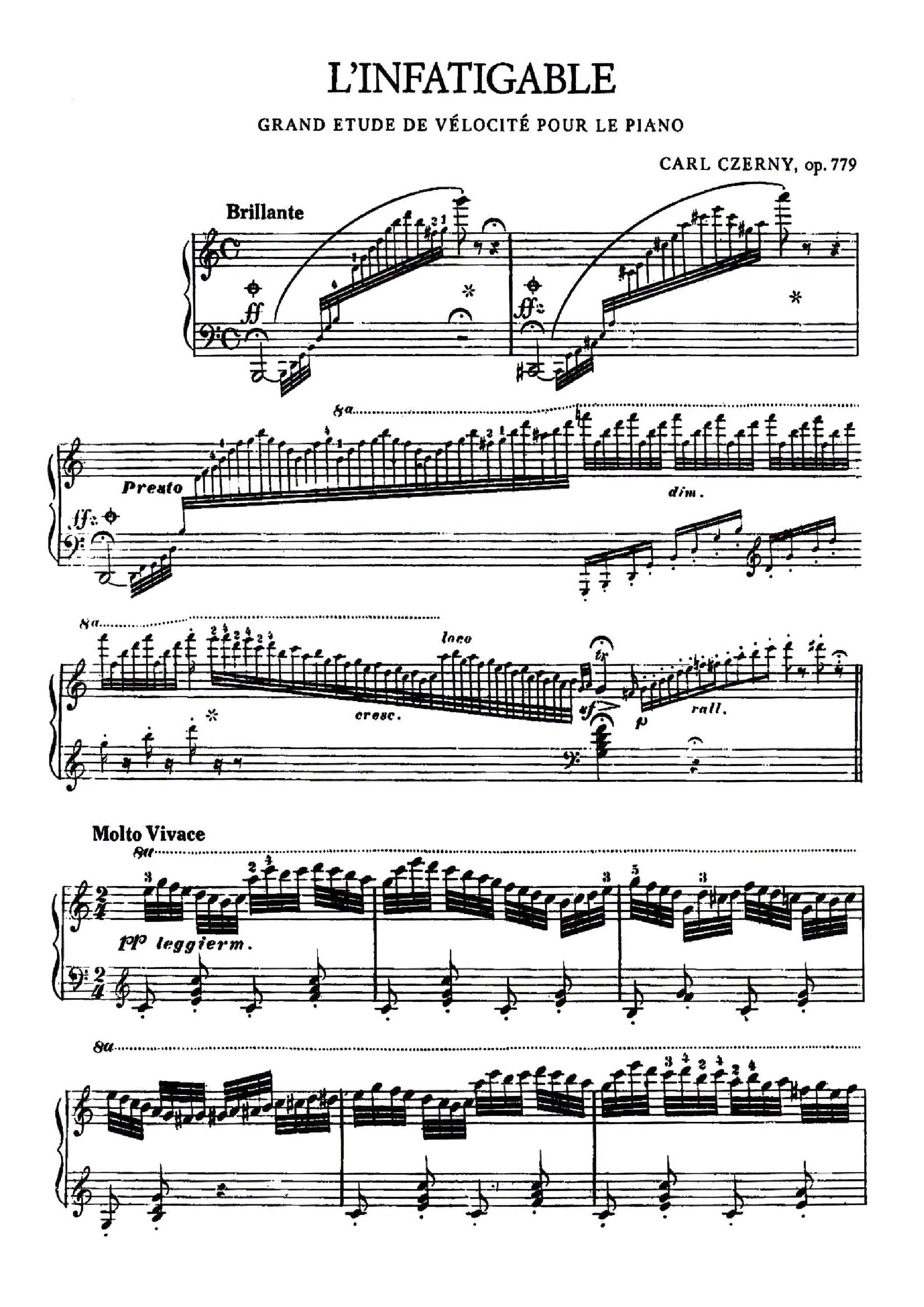 Czerny, Karl - L'Infatigable, Op.779 Sheet music for Piano - 8notes.com