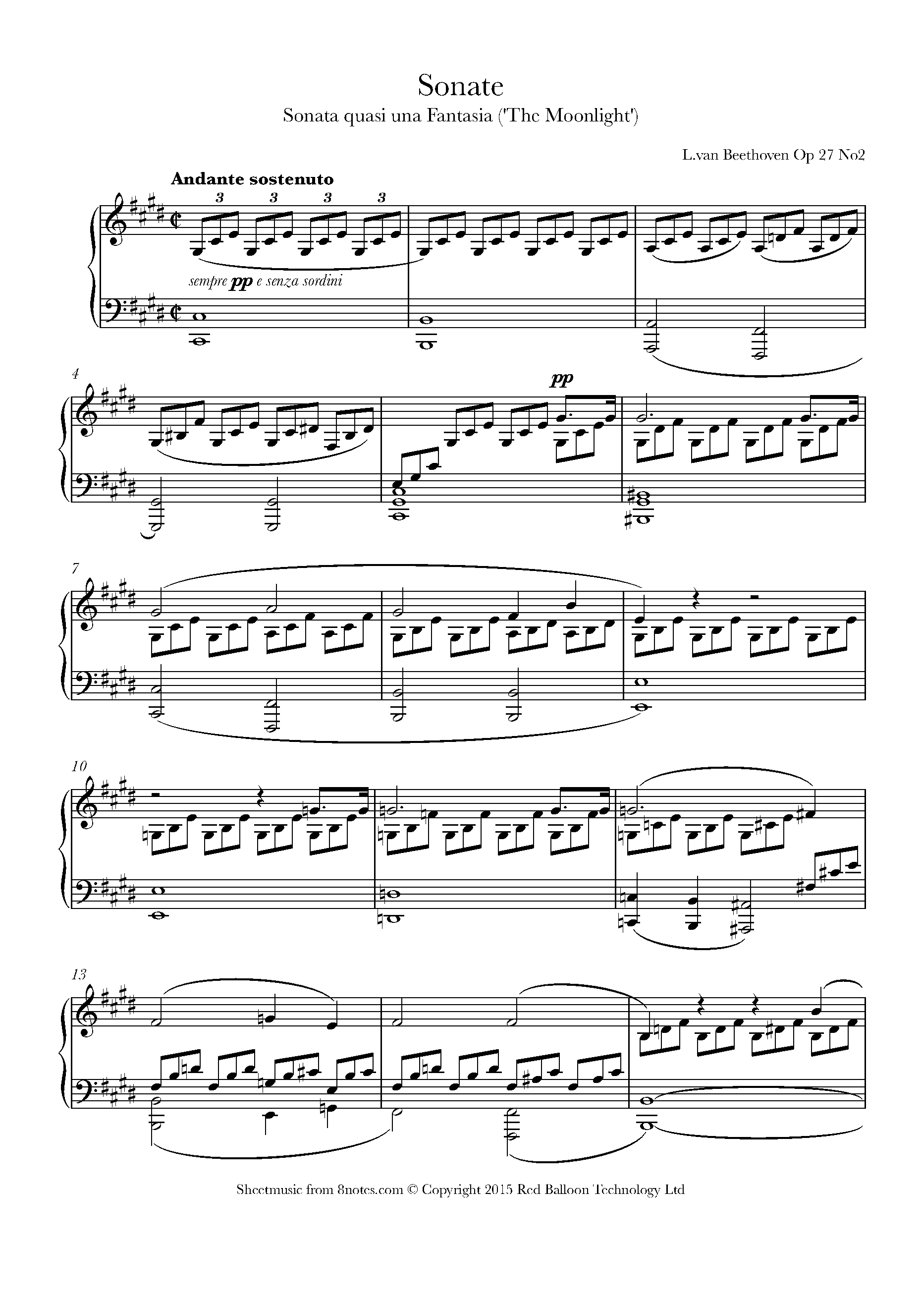 moonlight sonata sheet music piano Sonata no. 14, 