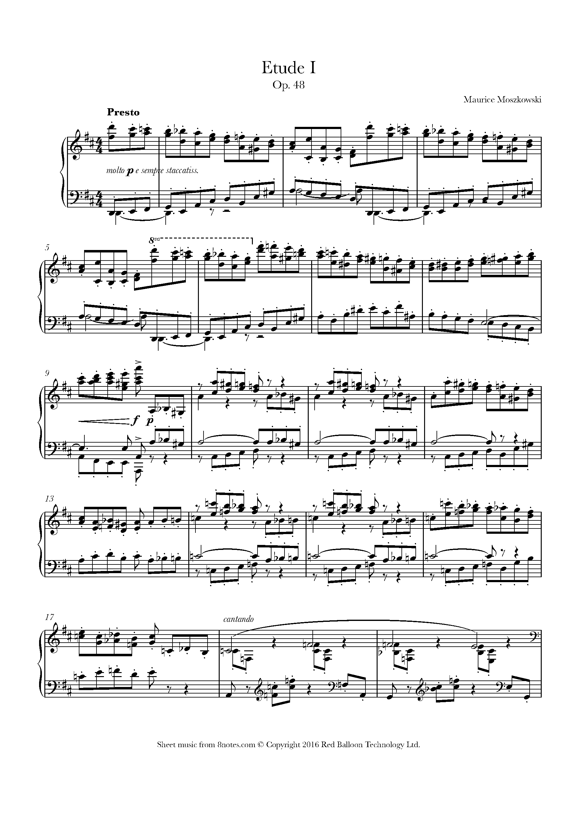 Moszkowski - Etude I Op. 48 Sheet music for Piano - 8notes.com