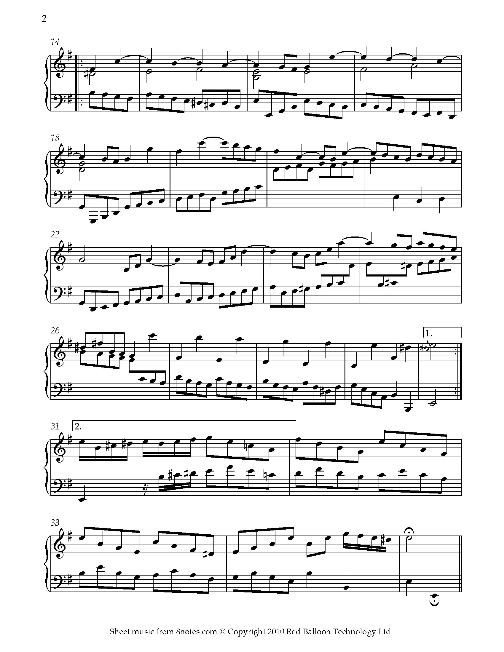 Bach - Air From Partita VI BWV 830 Sheet Music For Piano - 8notes.com