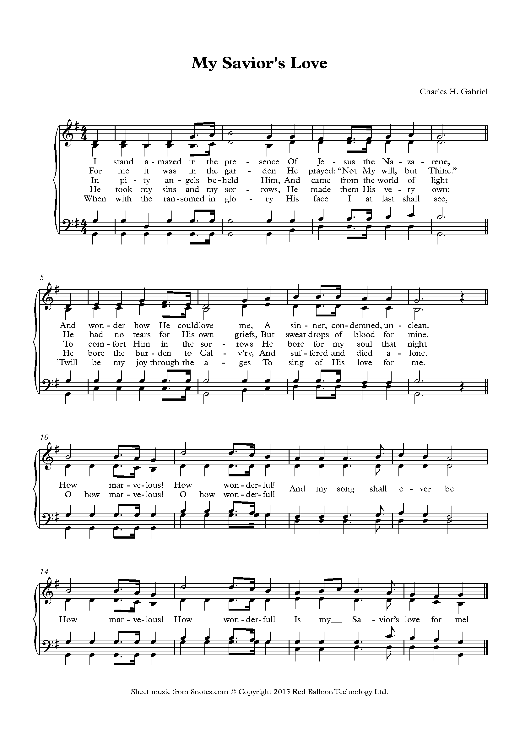 Gabriel - My Savior's Love Sheet music for Piano - 8notes.com