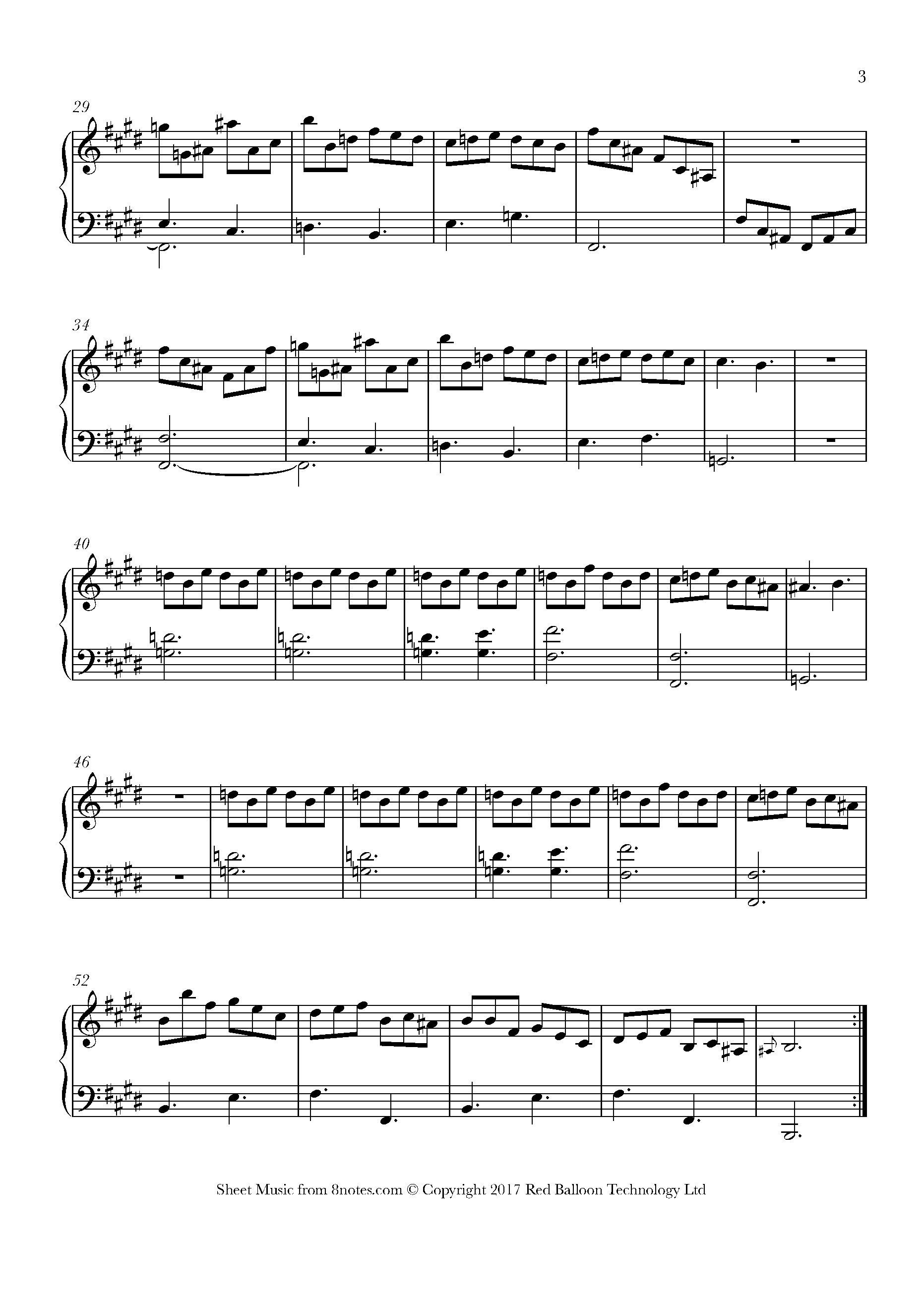 Scarlatti - Sonata in E Major K.531 Sheet music for Piano - 8notes.com