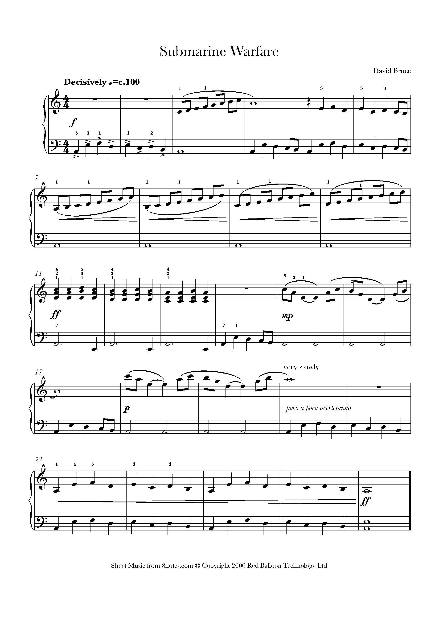 David Bruce - Submarine Warfare Sheet music for Piano - 8notes.com