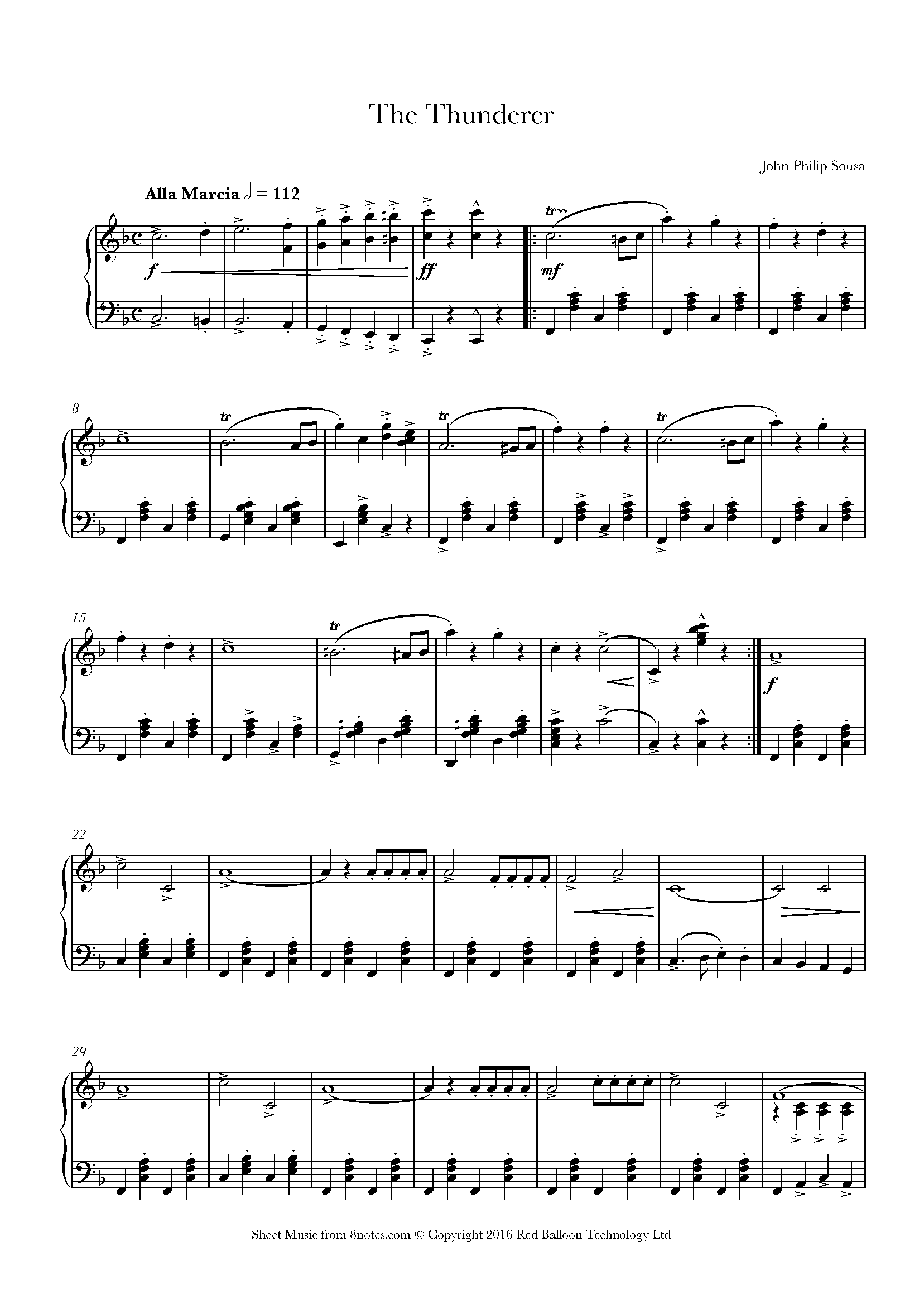 Sousa - The Thunderer Sheet music for Piano - 8notes.com