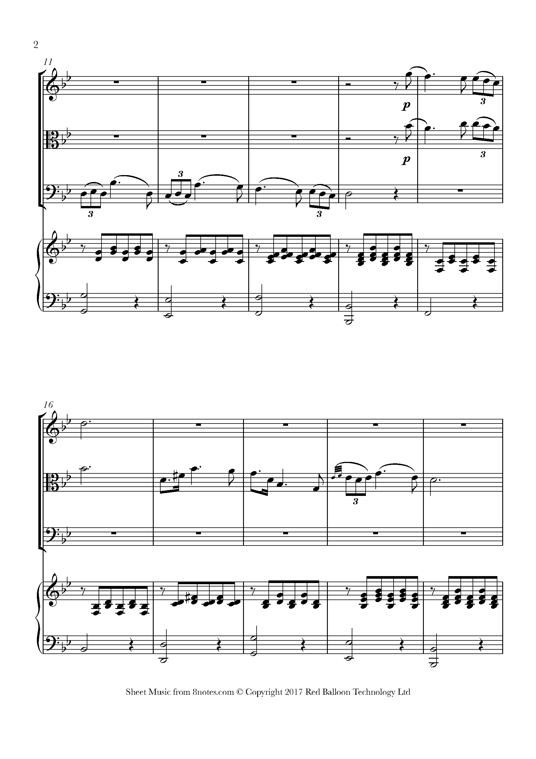 Schubert - Serenade (Standchen) Sheet Music For Piano Quartet - 8notes.com