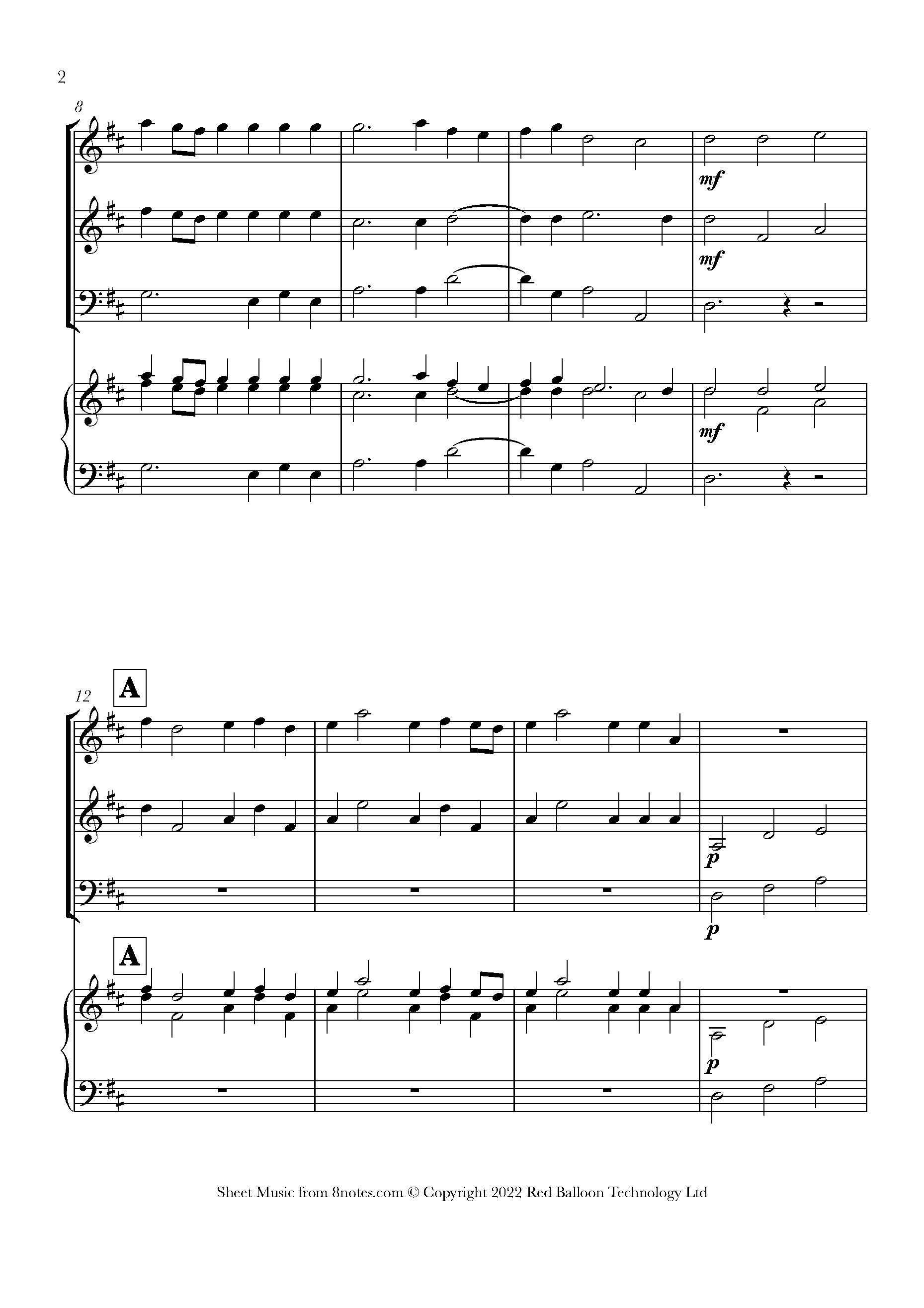 Handel - Theme from Water Music Sheet music for Piano Quartet - 8notes.com