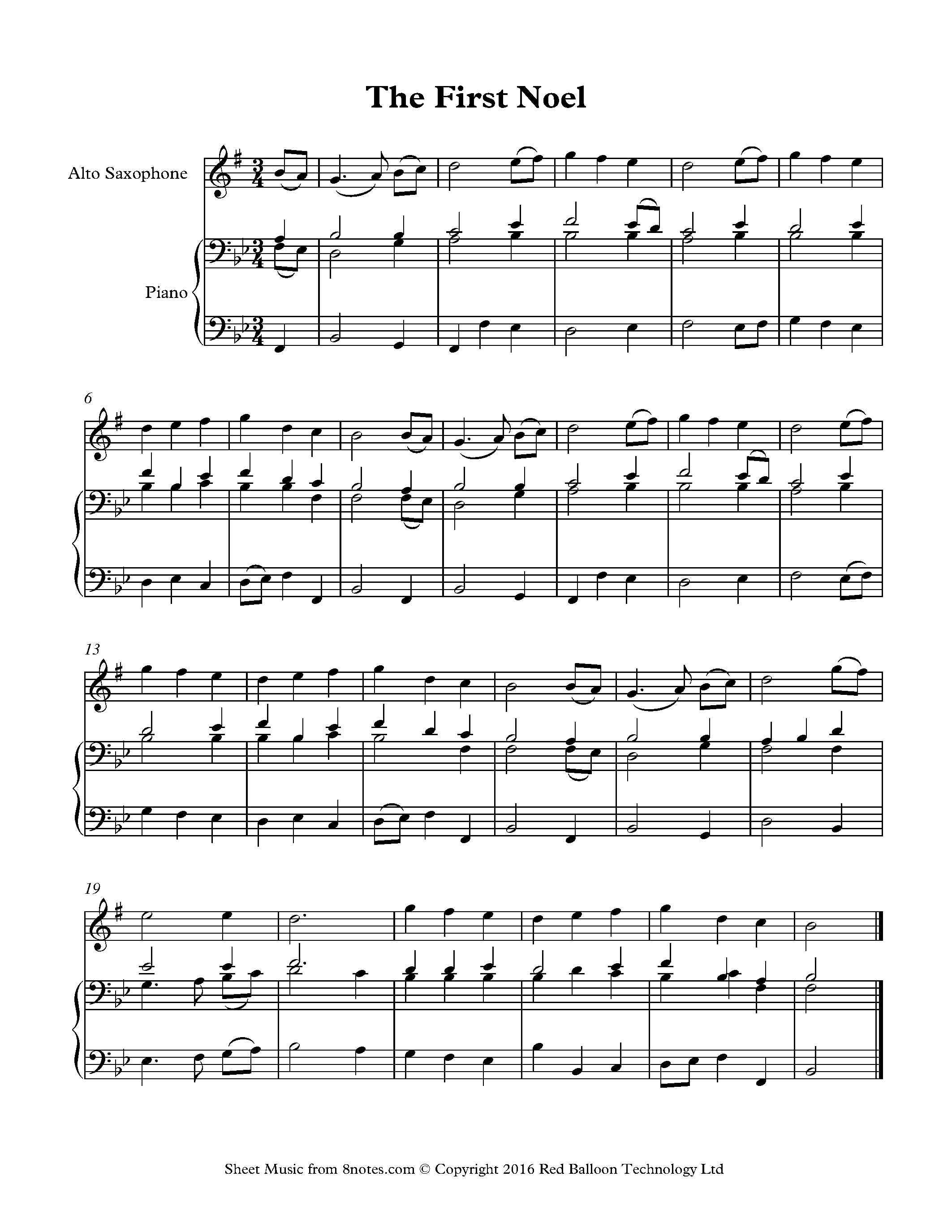 The First Noel Sheet music for Saxophone - 8notes.com