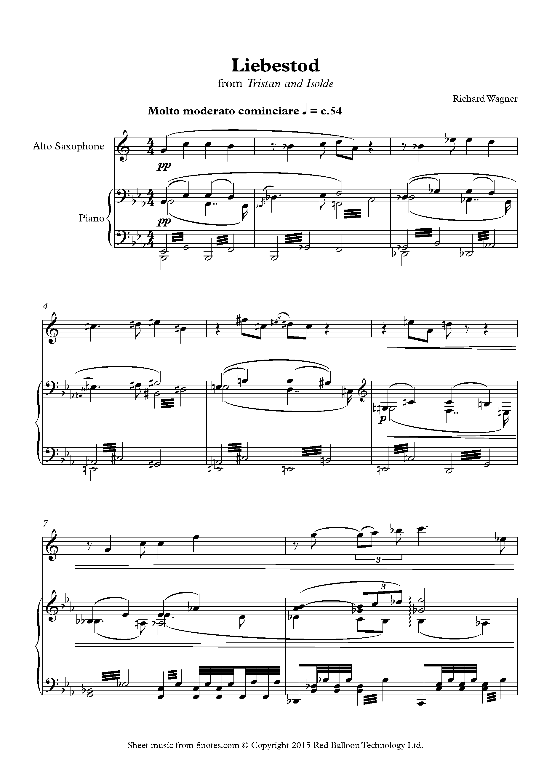 Wagner - Liebestod From Tristan And Isolde Sheet Music For Saxophone ...