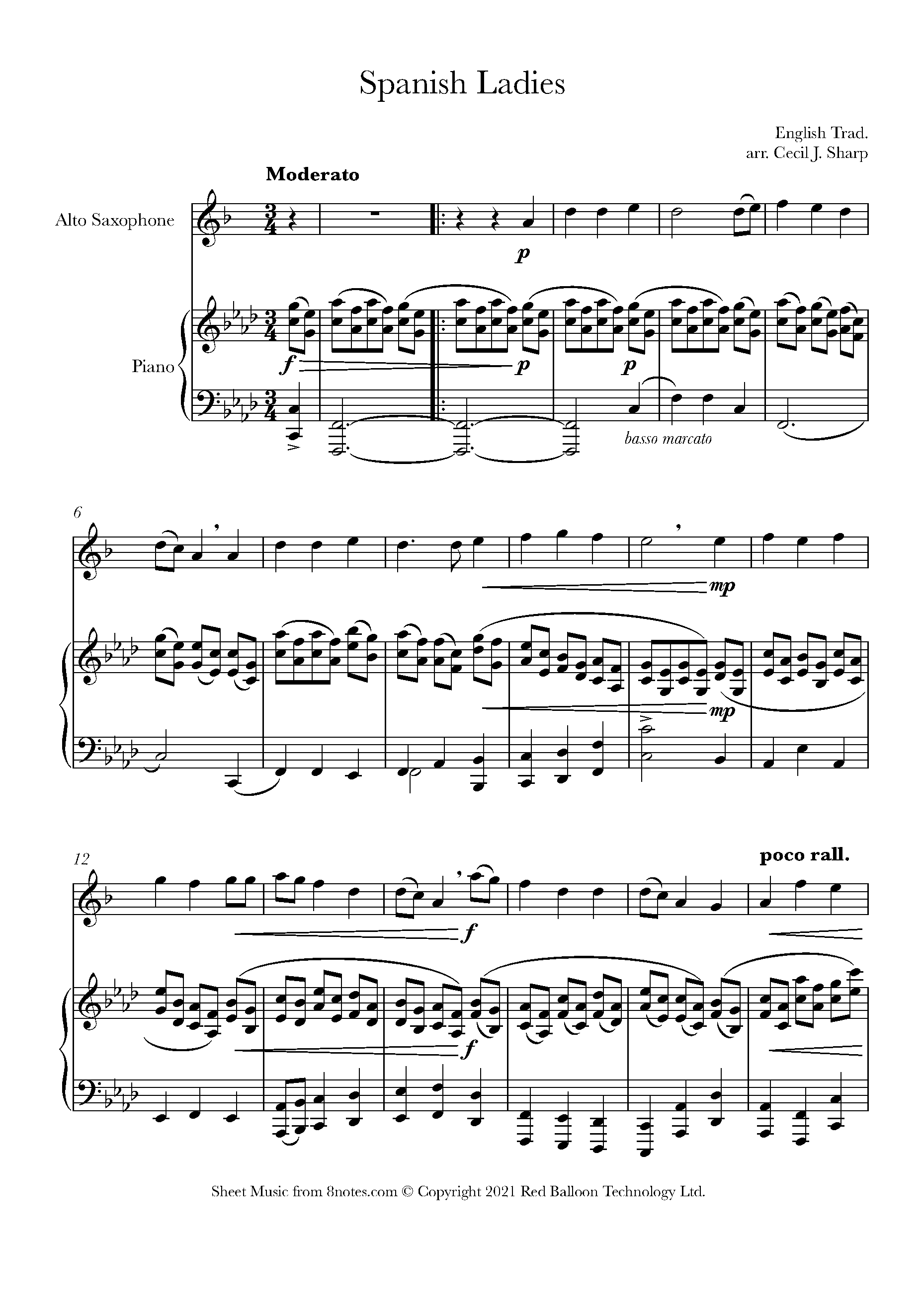 Spanish Ladies Sheet music for Saxophone